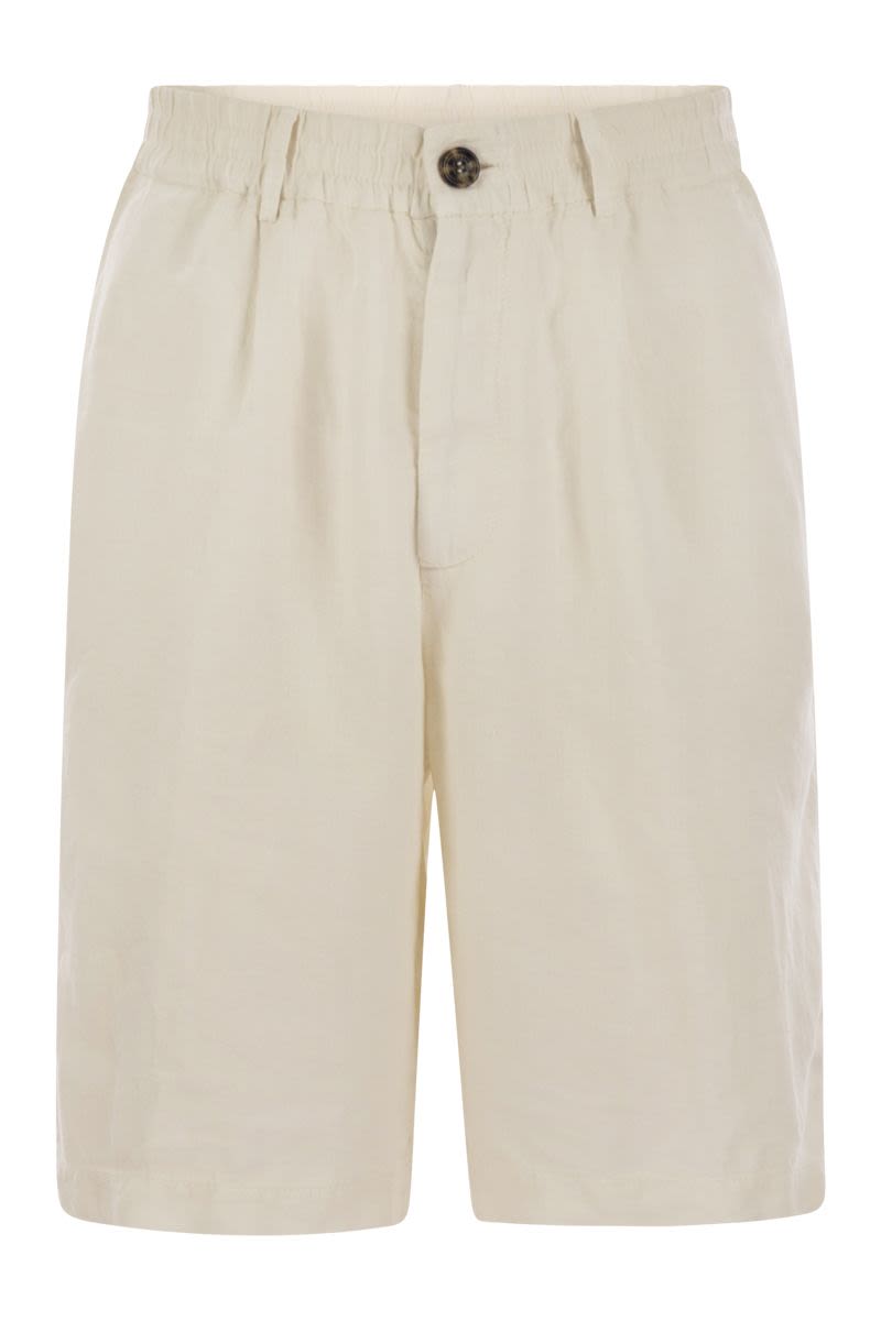 BRUNELLO CUCINELLI Classic Bermuda Shorts in Light Linen Canvas