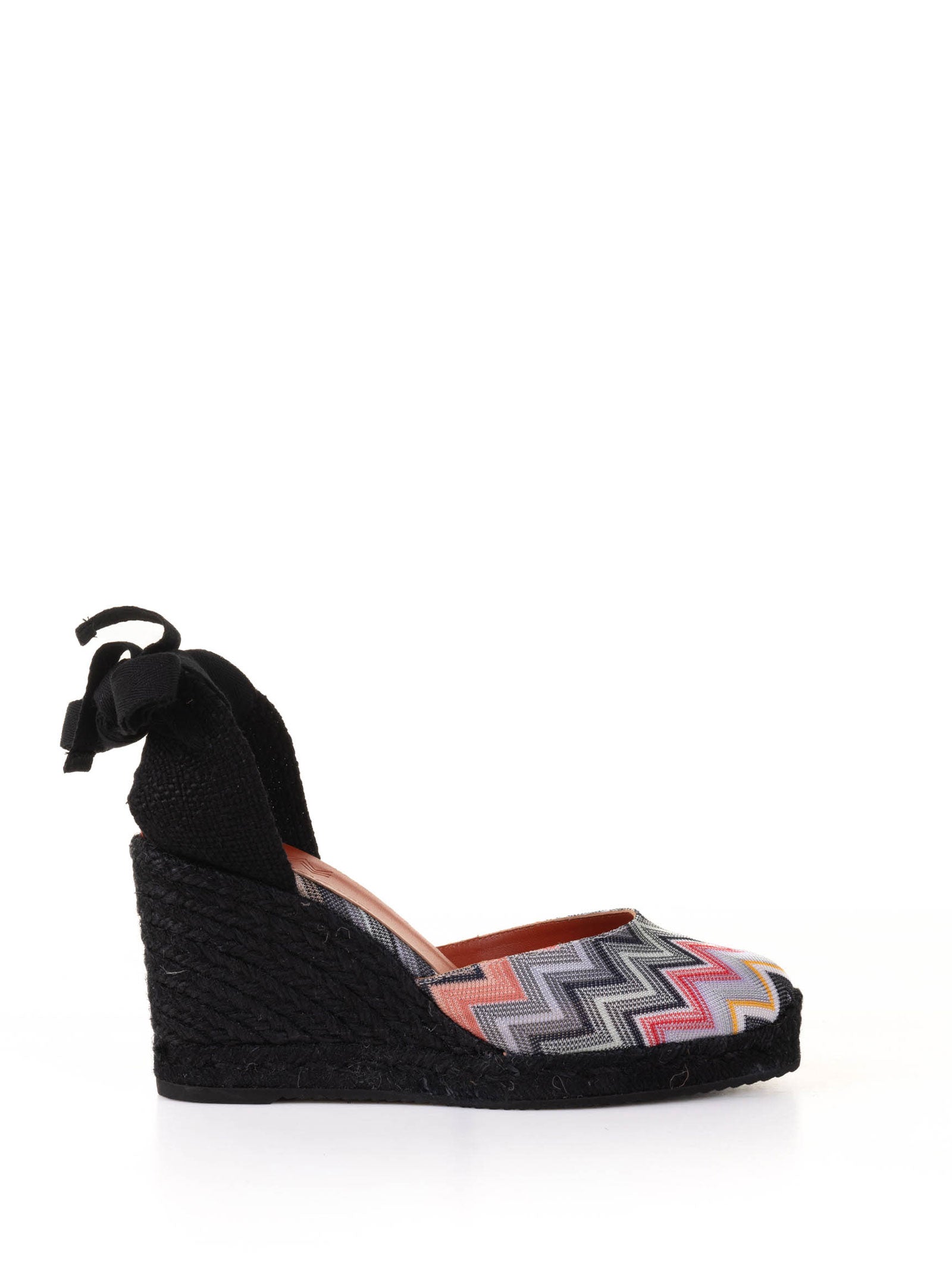 MISSONI Chevron Fabric Espadrilles with Wedge and Ankle Laces