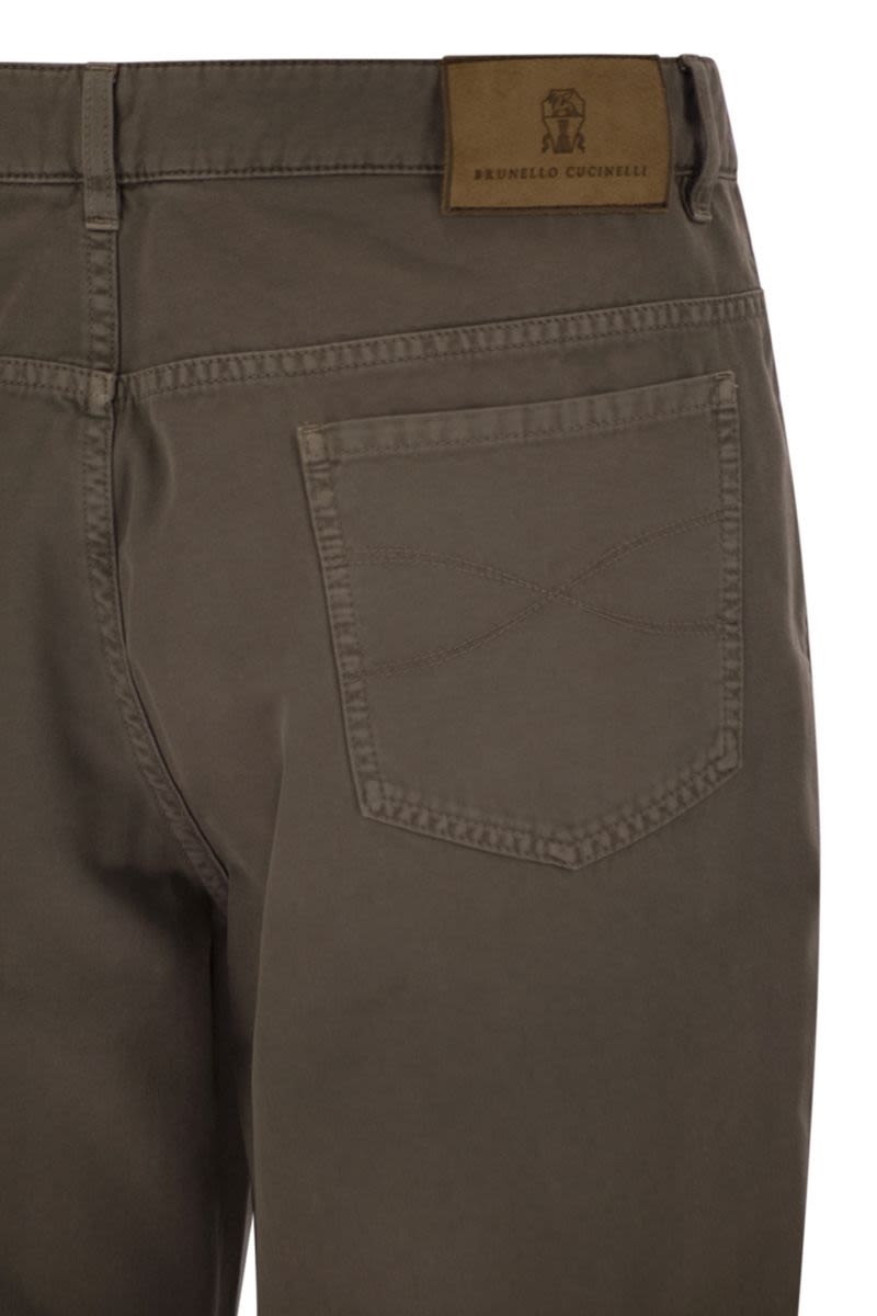 BRUNELLO CUCINELLI Five-Pocket Cotton Gabardine Pants for Men