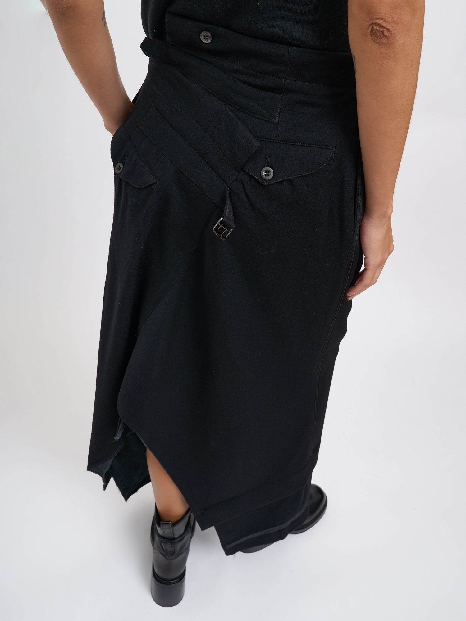 MARC LE BIHAN Long Wool Skirt with Asymmetrical Closure - Size 38