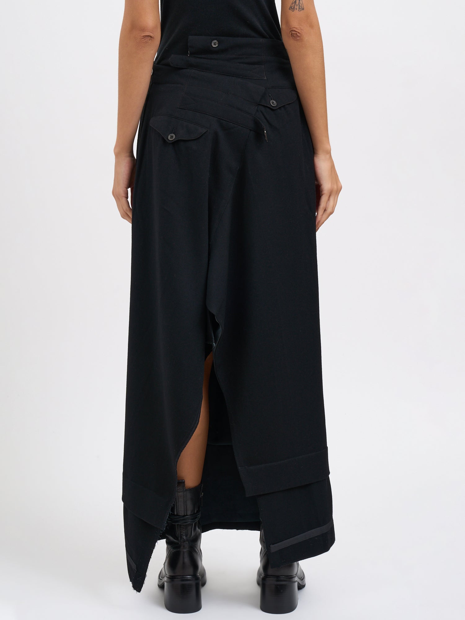 MARC LE BIHAN Long Wool Skirt with Asymmetrical Closure - Size 38