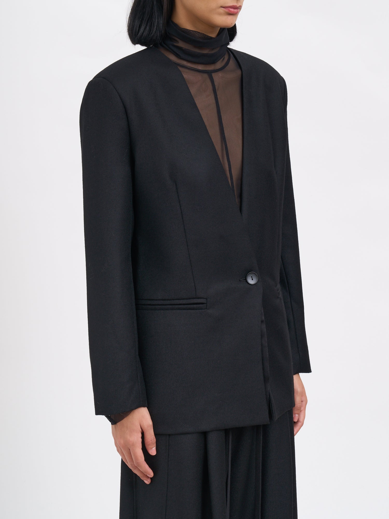 ANDREA YA'AQOV V-Neck Virgin Wool Jacket - Size S