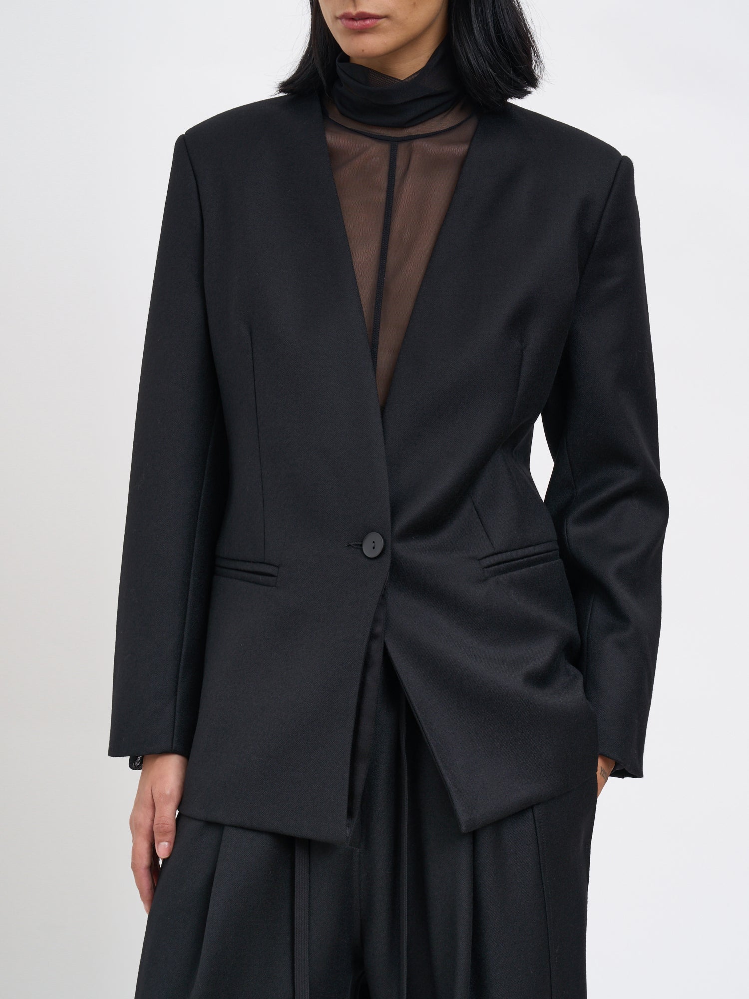 ANDREA YA'AQOV V-Neck Virgin Wool Jacket - Size S