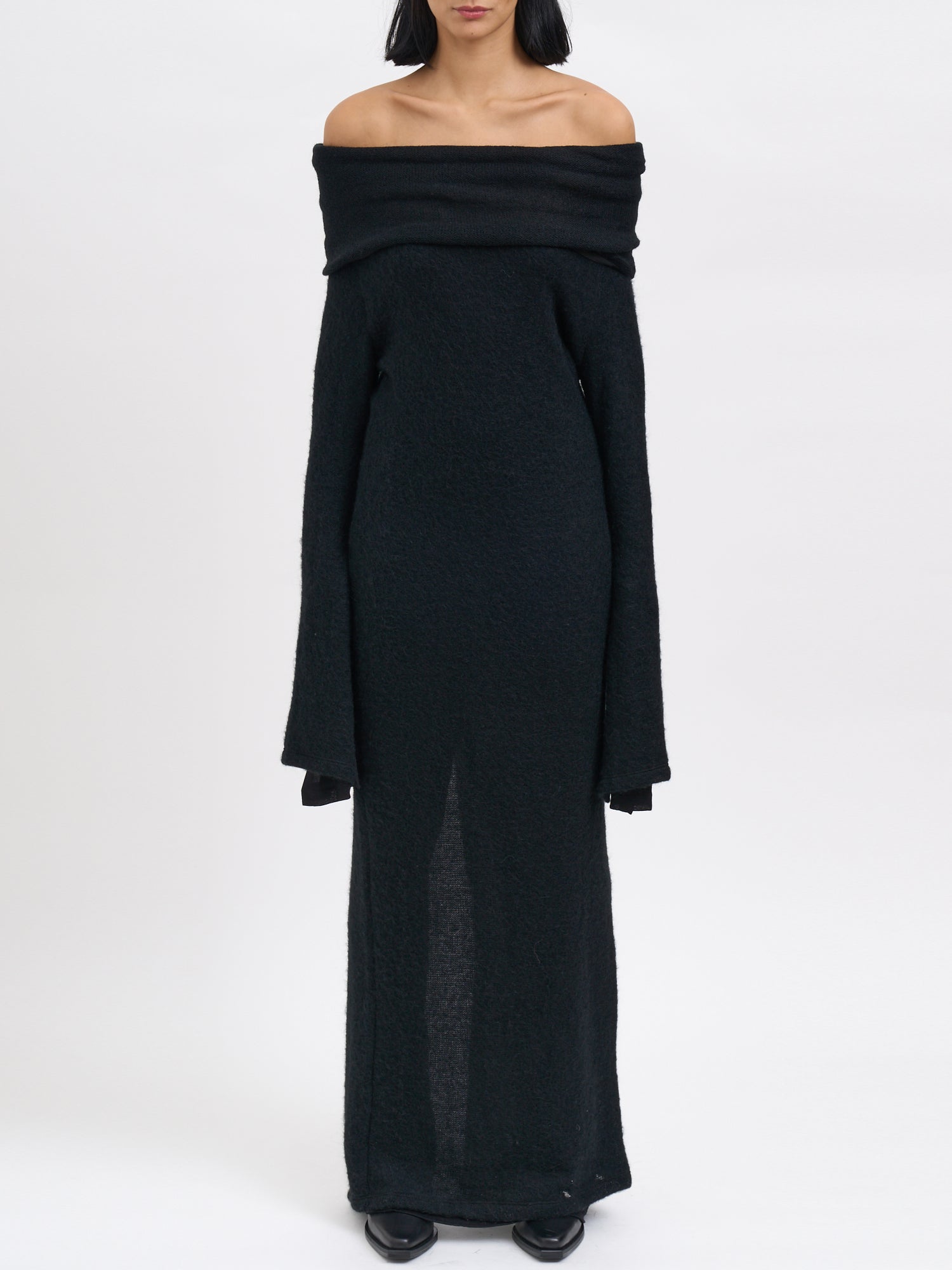 ANDREA YA'AQOV Long Wool Dress with High Neck and Long Sleeves - Women’s Size S