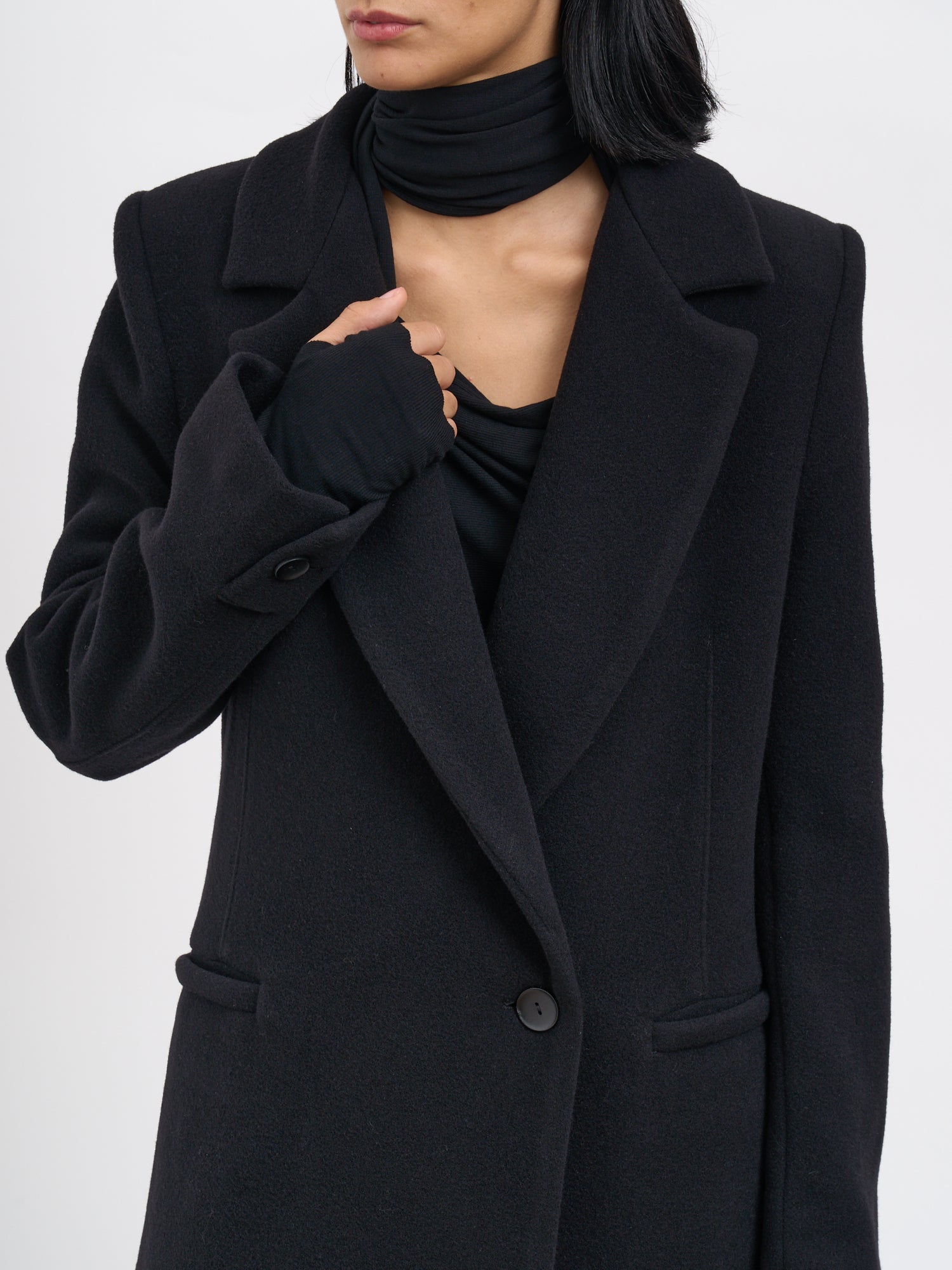 ANDREA YA'AQOV Long Wool and Cashmere Jacket - Size S