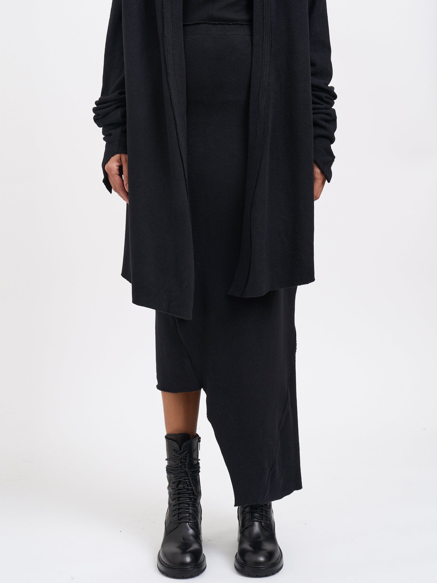 MARC LE BIHAN Stretch Cotton Skirt with Asymmetrical Seam - Size 38