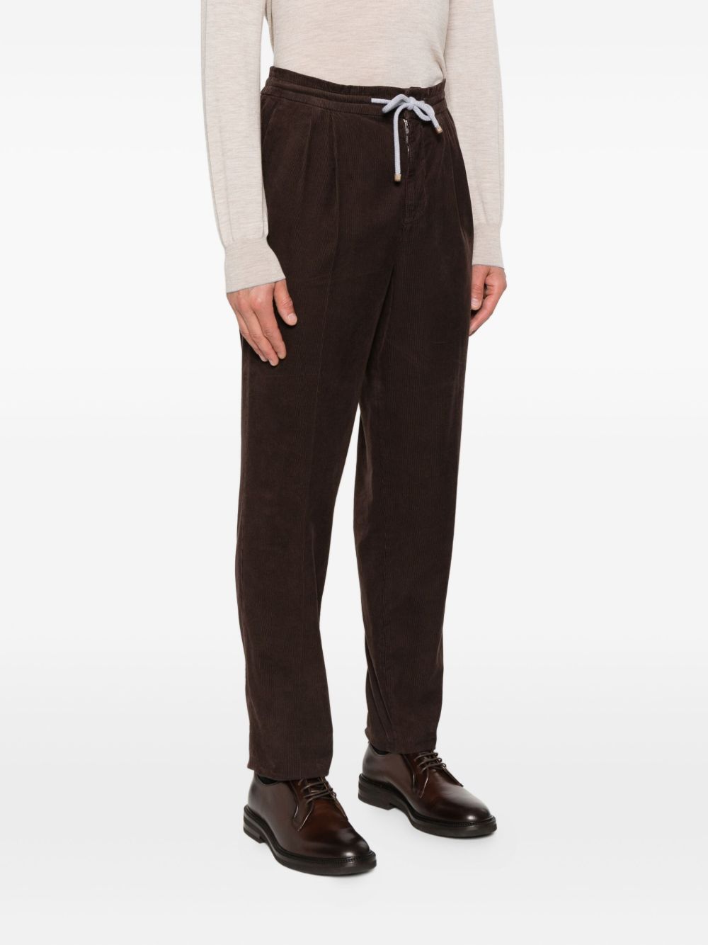 BRUNELLO CUCINELLI Men's Velvet Trousers with Elasticated Drawstring Waistband