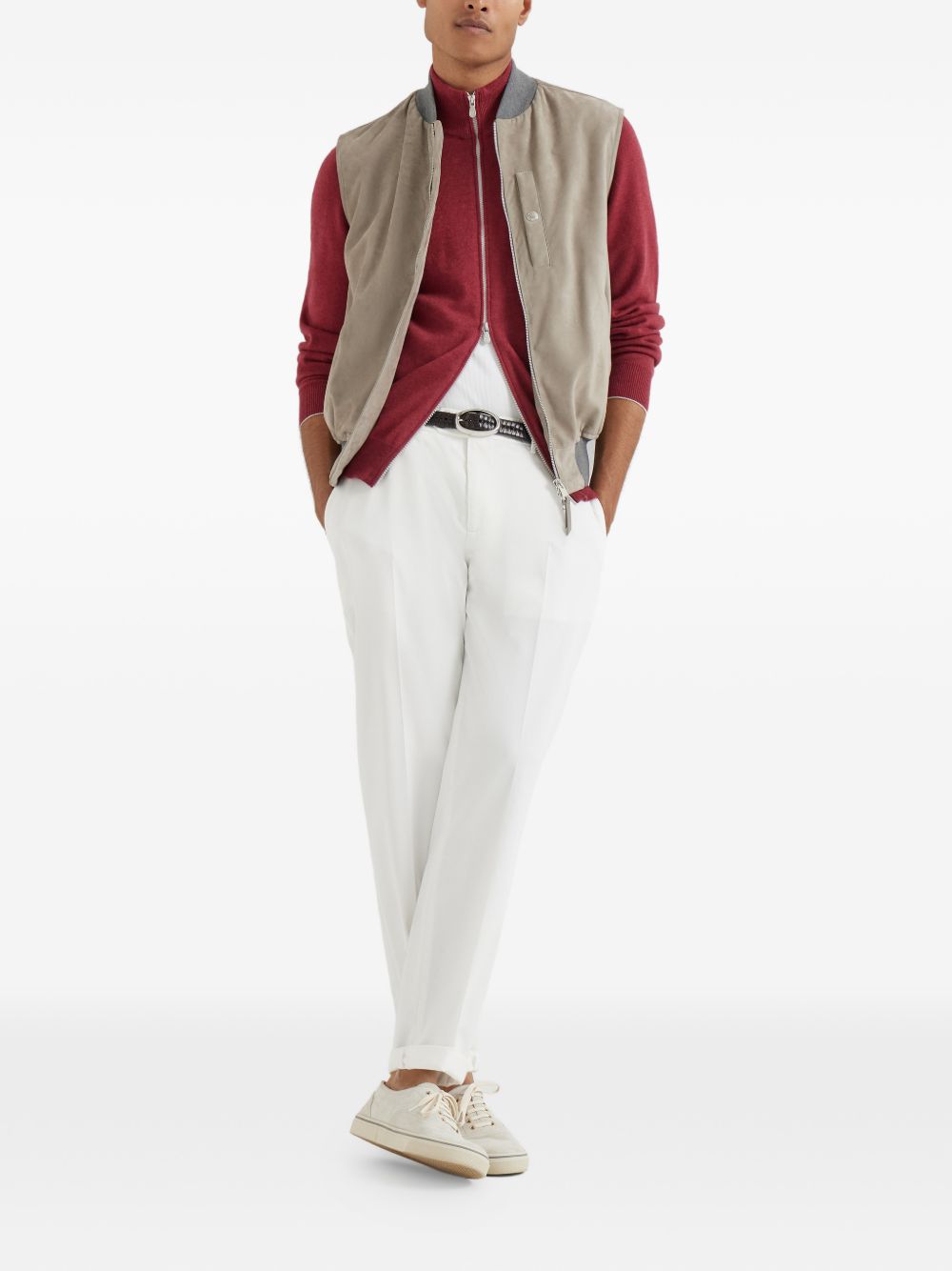 BRUNELLO CUCINELLI Cotton Trousers with Button Fastening and Turned-Up Hem