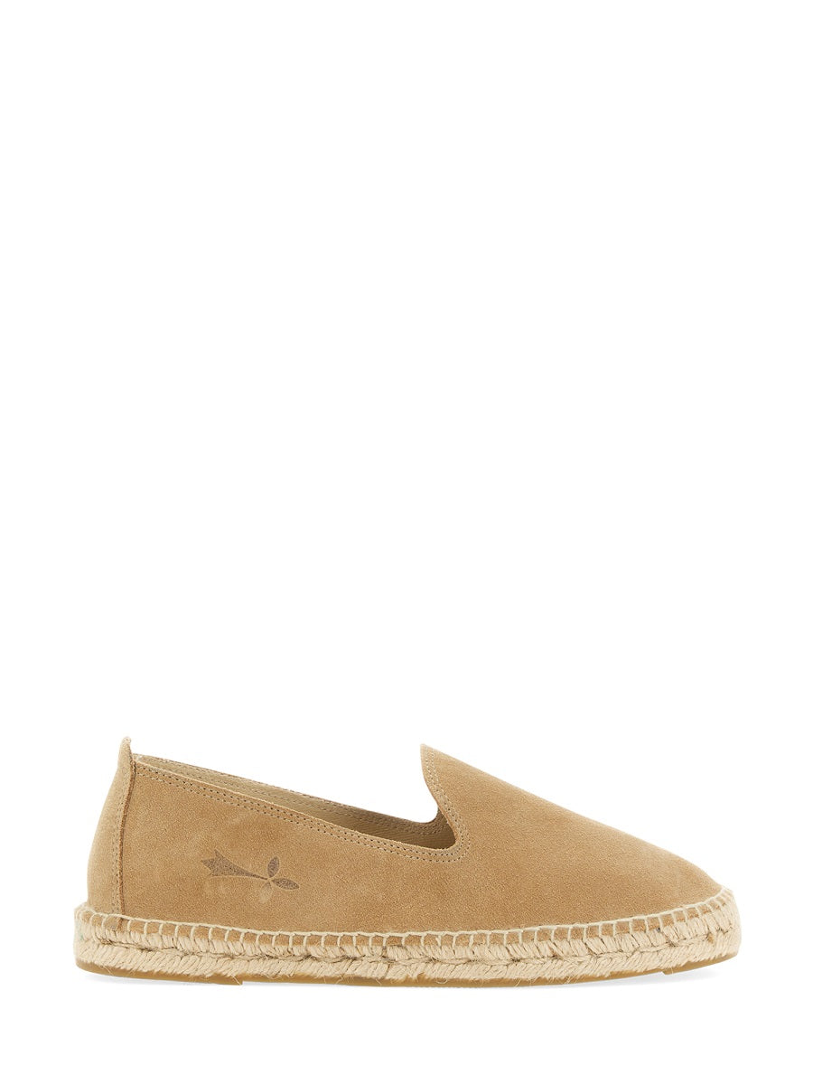 MANEBI Men's Suede Logo Espadrilles - 0.5 CM Sole