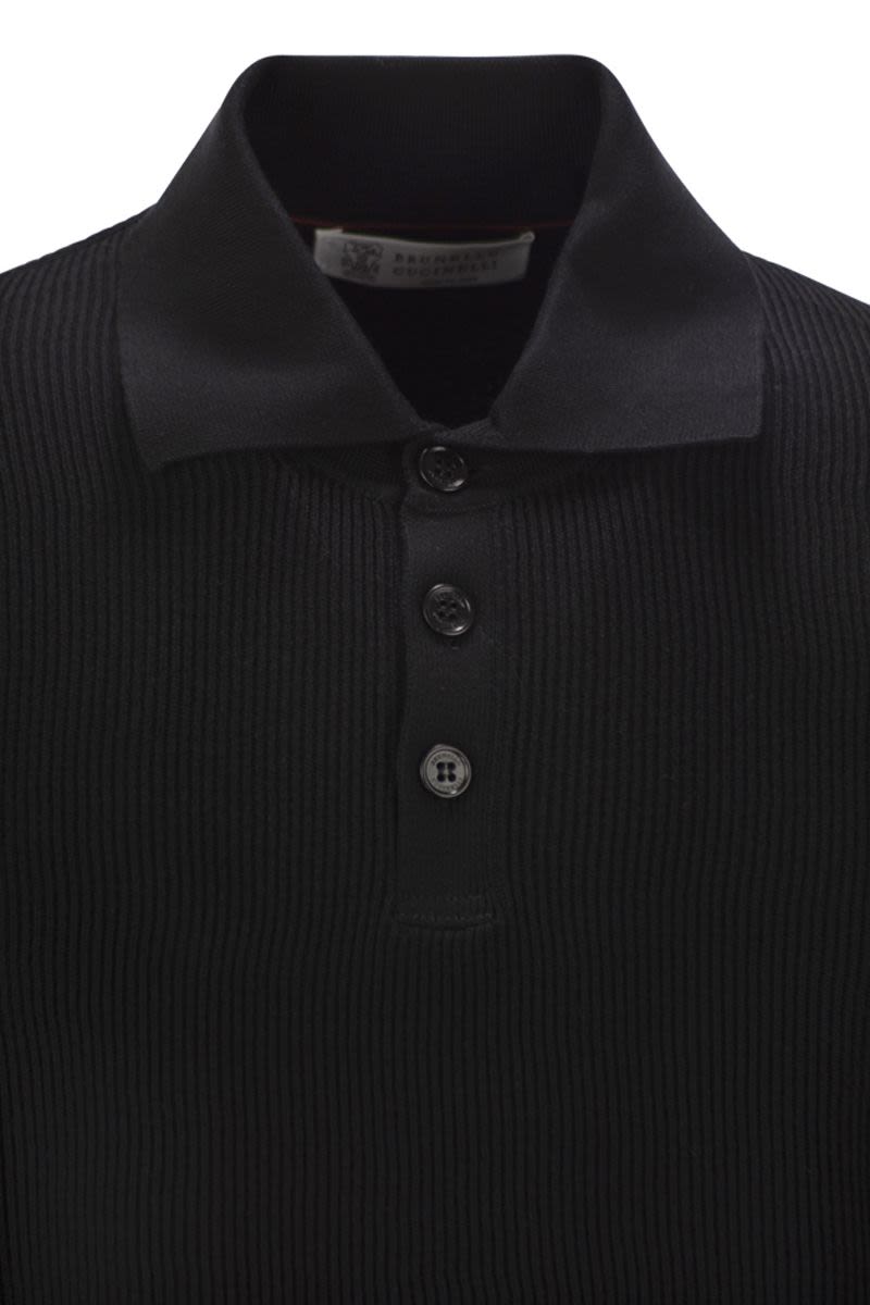 BRUNELLO CUCINELLI Lightweight Ribbed Polo-Style T-Shirt