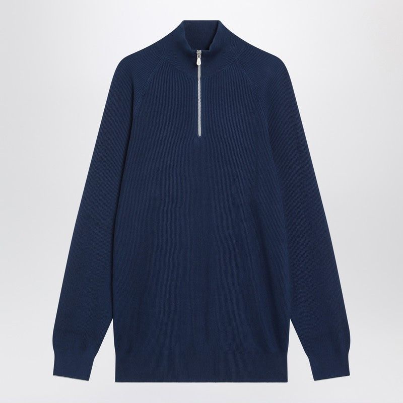 BRUNELLO CUCINELLI Ribbed Cotton Jumper with Half Zip for Men - FW25