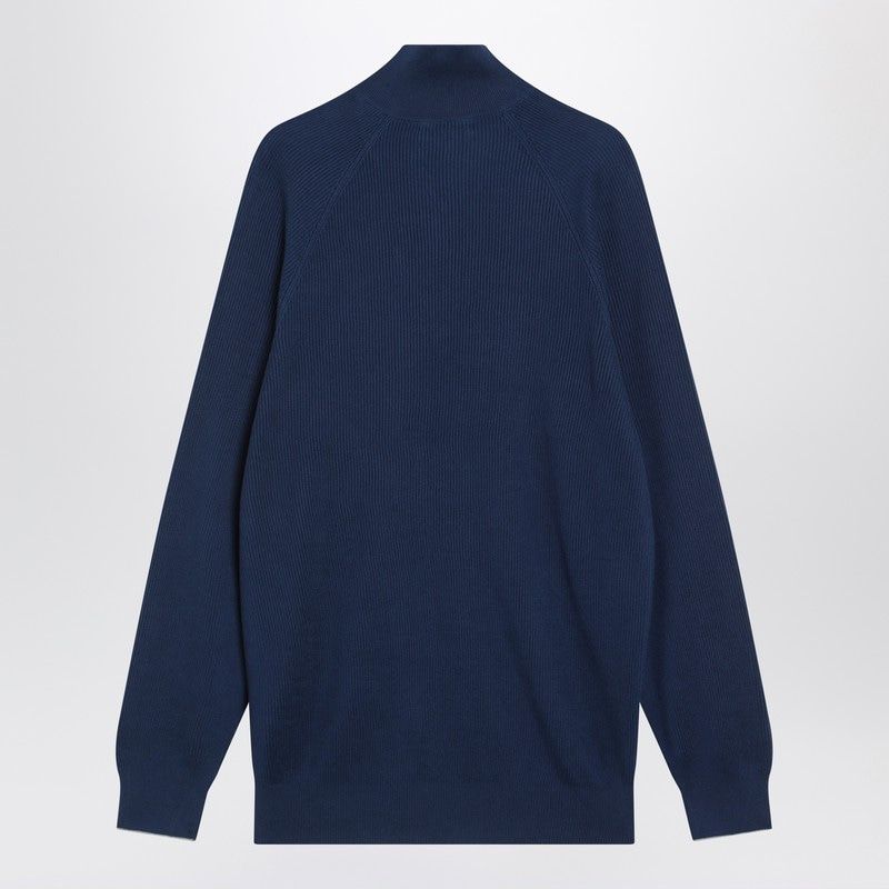 BRUNELLO CUCINELLI Ribbed Cotton Jumper with Half Zip for Men - FW25