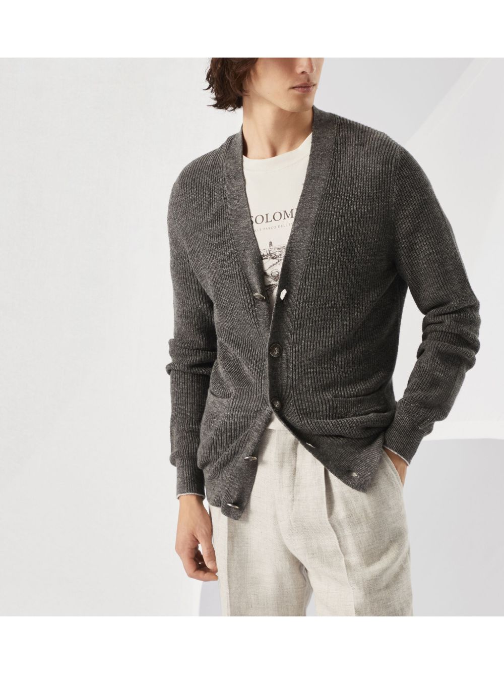 BRUNELLO CUCINELLI Men's Front Button Fastening Knit Cardigan