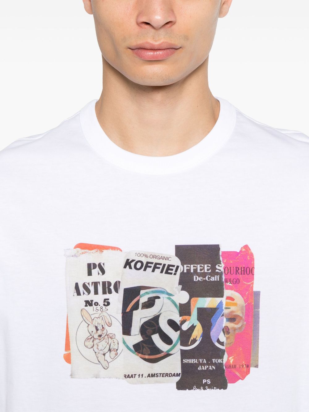 PAUL SMITH Cut & Paste Cotton Crew Neck T-Shirt