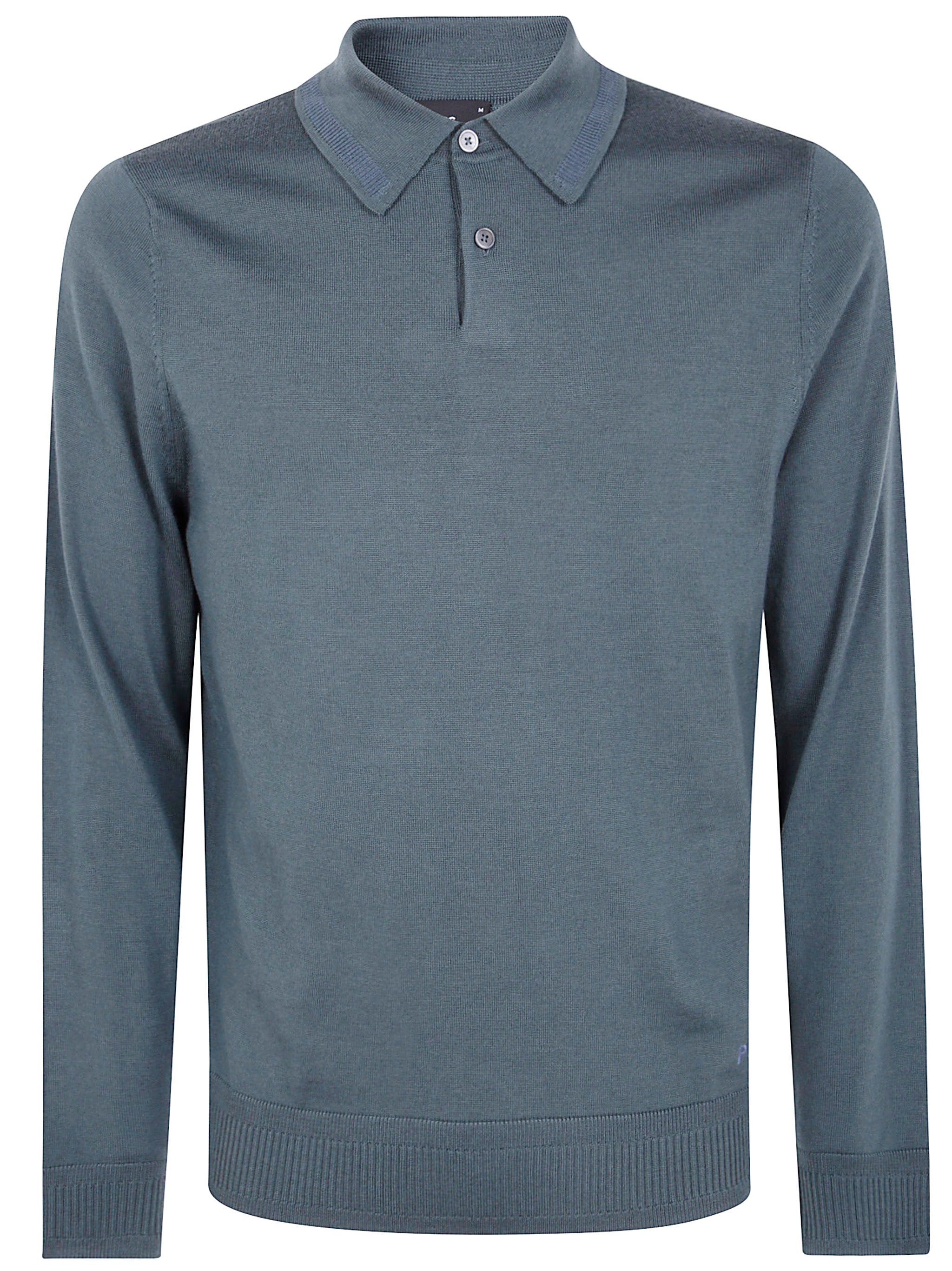 PAUL SMITH Men's Long Sleeve Merino Wool Polo Sweater