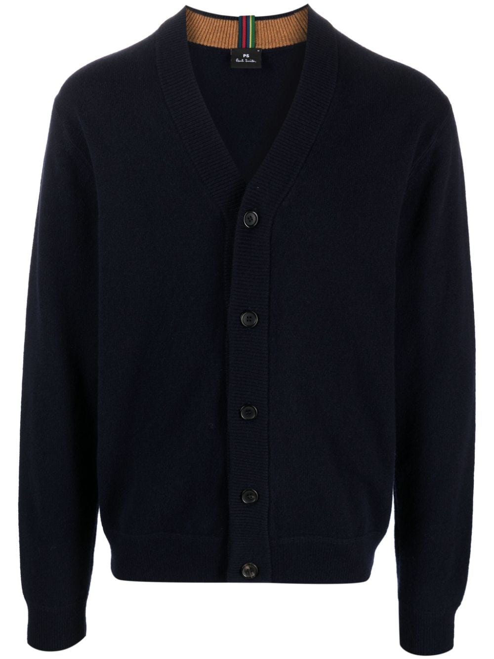 PAUL SMITH Ribbed V-Neck Wool Cardigan for Men - FW24 Edition