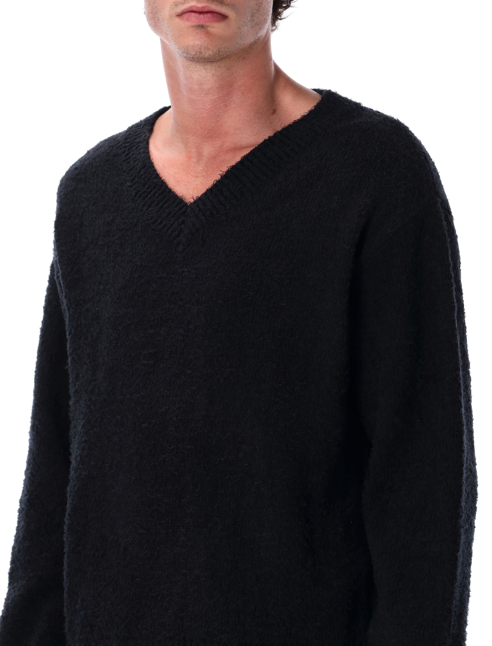 MFPEN Fuzzy V-Neck Organic Cotton Sweater - Relaxed Fit, Size L
