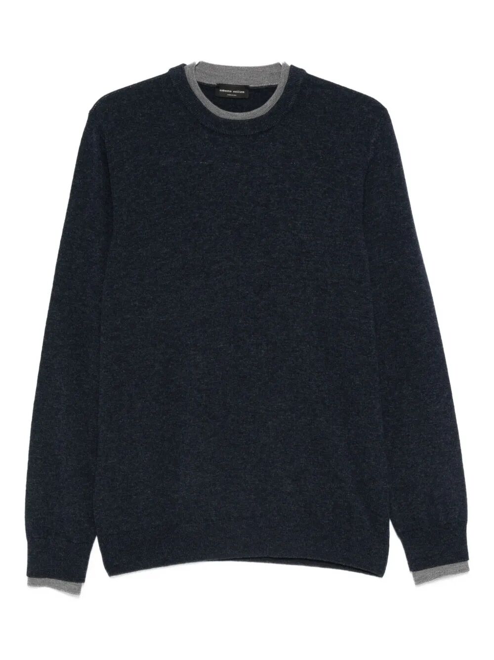 ROBERTO COLLINA Wool Crewneck Sweater with Contrasting Trim