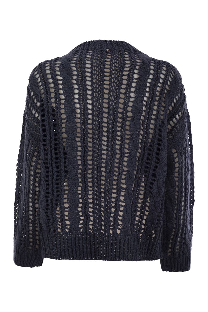 BRUNELLO CUCINELLI Cable & Mesh Knit Jute and Cotton T-Shirt