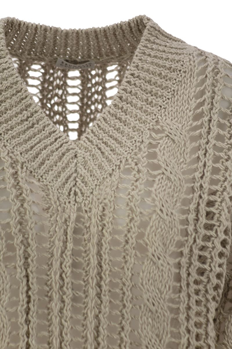 BRUNELLO CUCINELLI Elevated Cable & Mesh Jute and Cotton T-Shirt