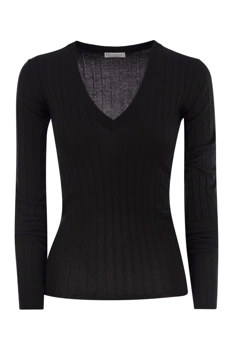 BRUNELLO CUCINELLI Lightweight Cashmere and Silk Broad Rib Sweater