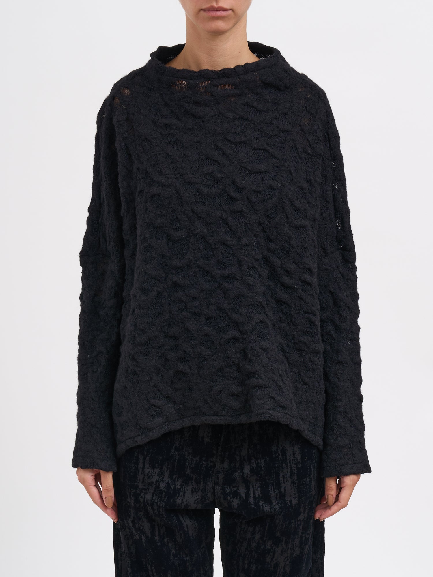 NOSTRASANTISSIMA Oversized Openwork Wool Sweater - Size 40