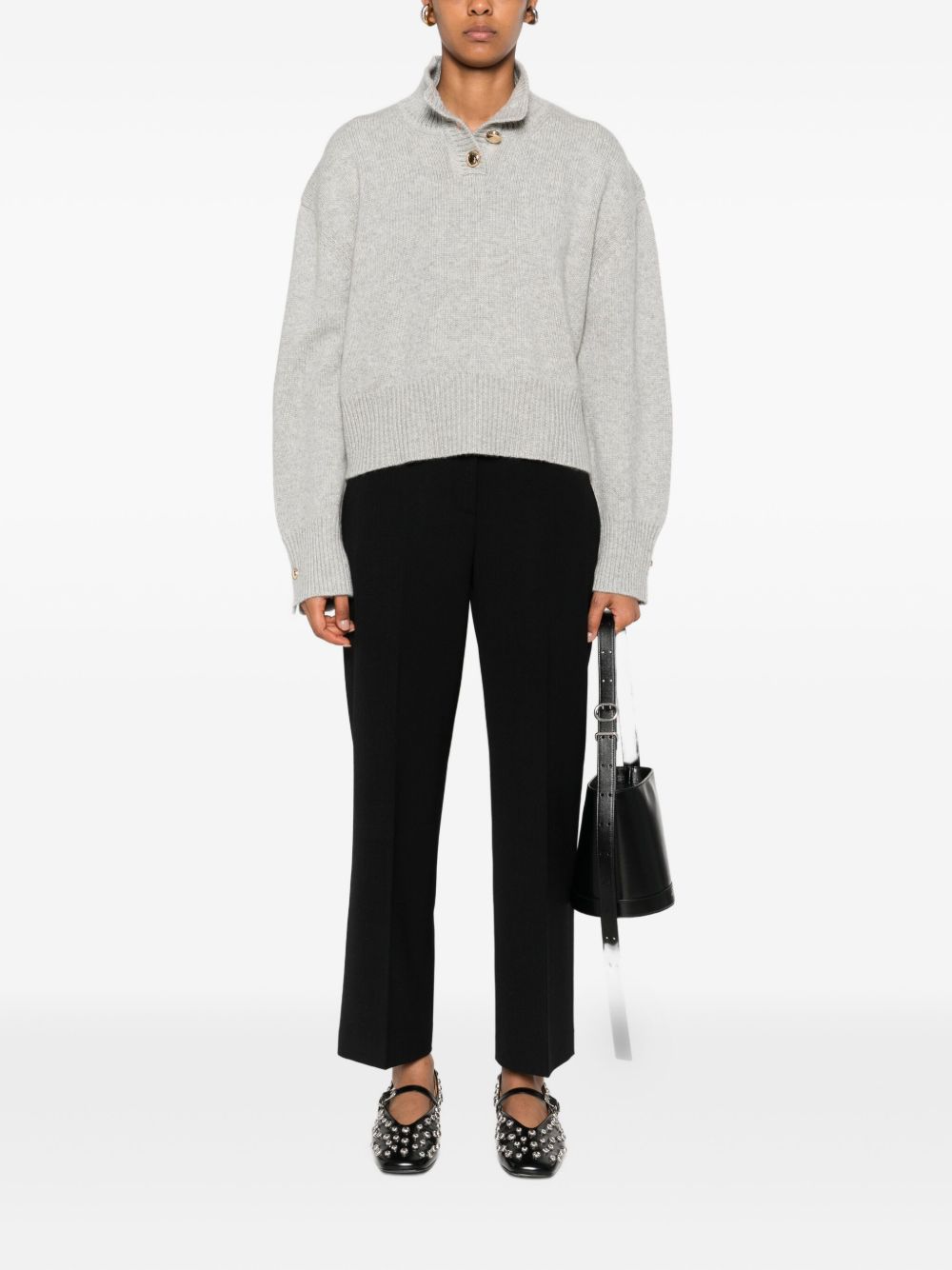 VIA MASINI 80 Wool Blend Straight Leg Trousers