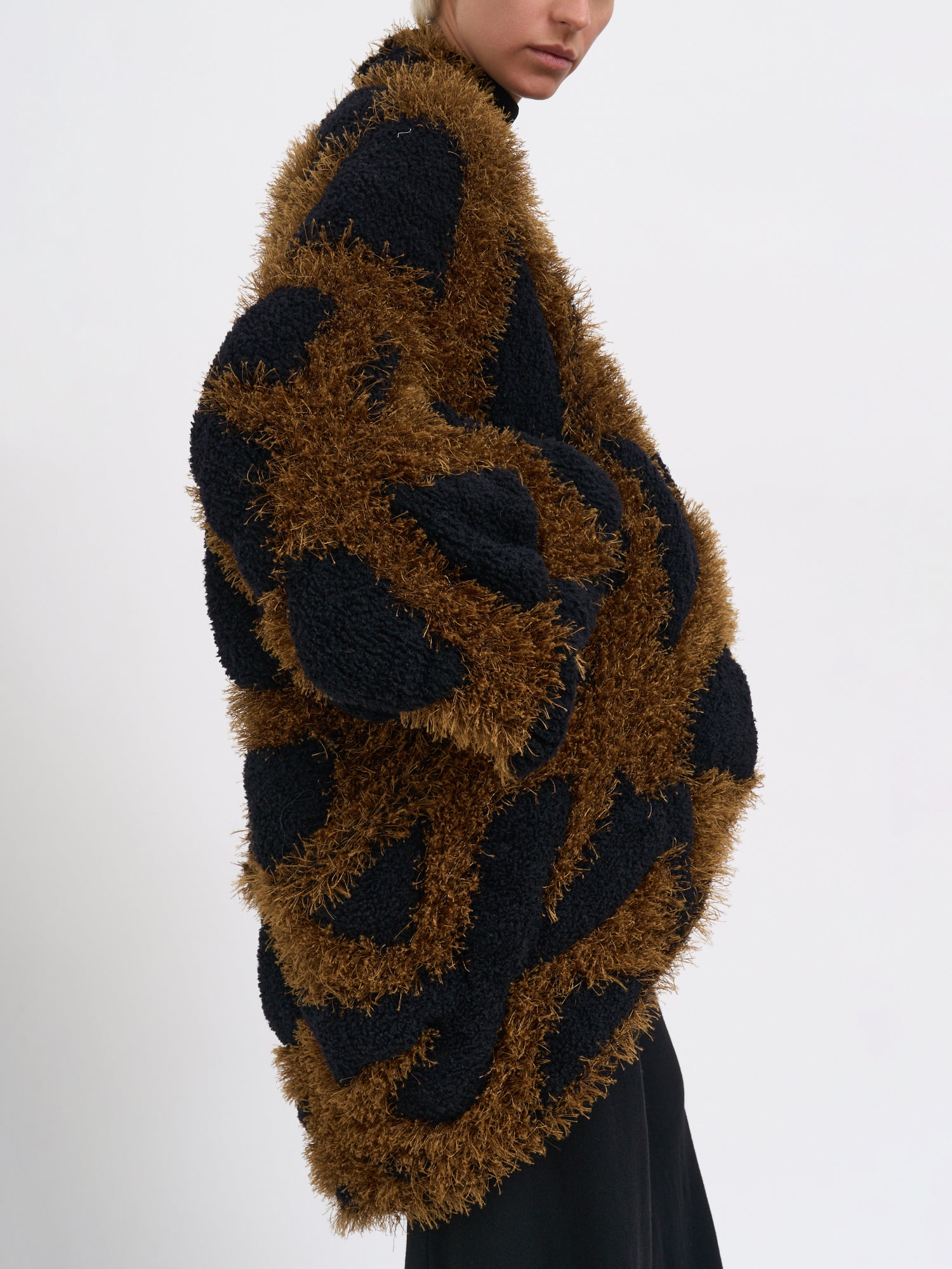 ALESSANDRA MARCHI Chic 3/4 Sleeve Knit Fur Jacket - Size 42