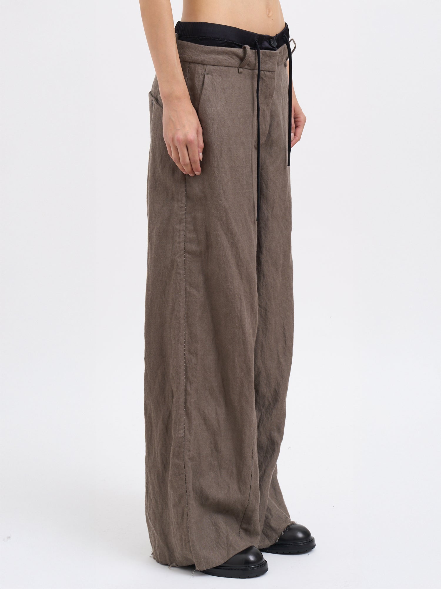 MASNADA Oversized Wool Trousers with Double Waist - Size S