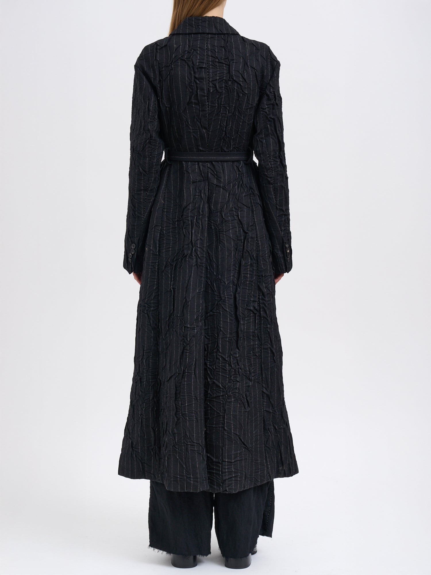 MASNADA Wrinkled Effect Striped Jacket - Size S