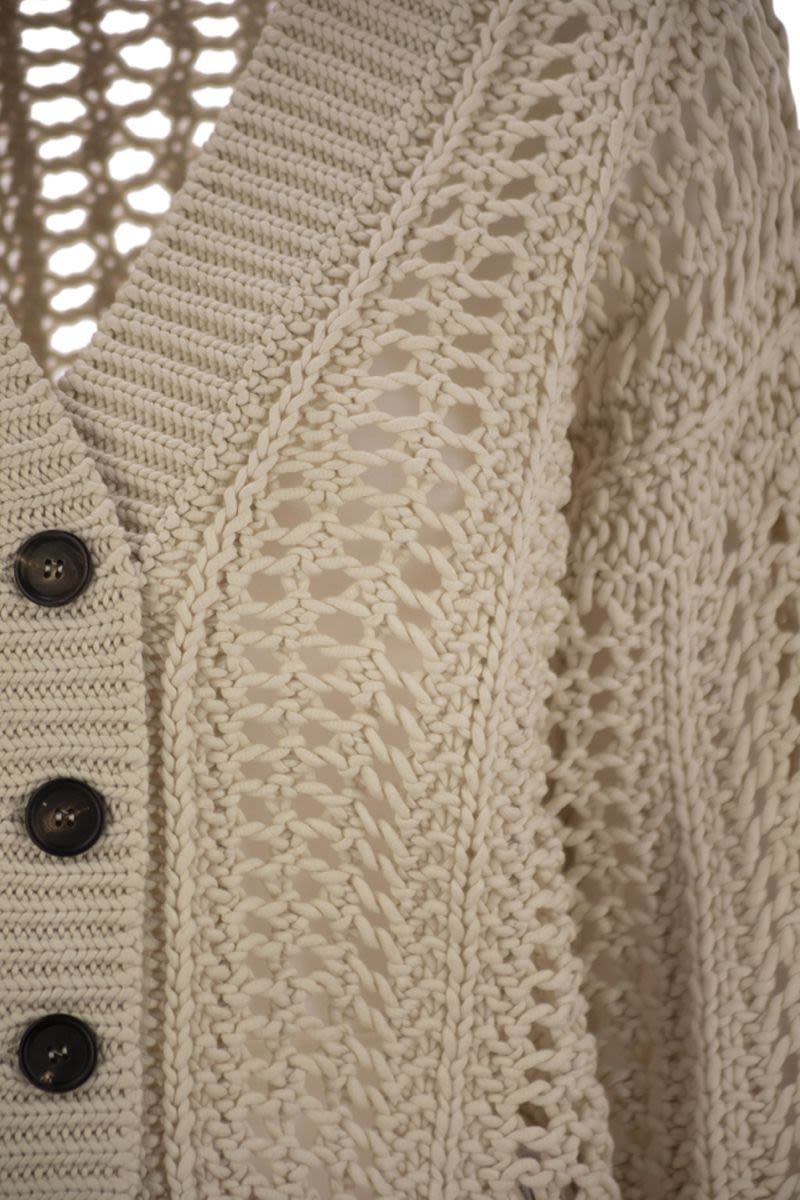 BRUNELLO CUCINELLI Ribbed Cotton Net Cardigan