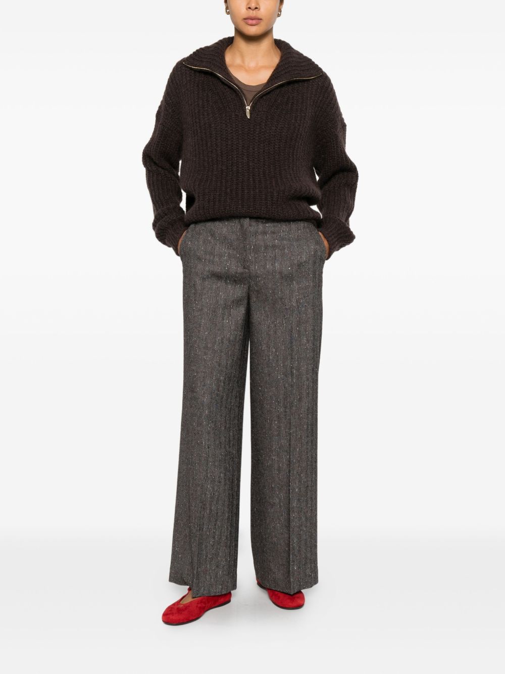 VIA MASINI 80 Textured Buttoned Pants