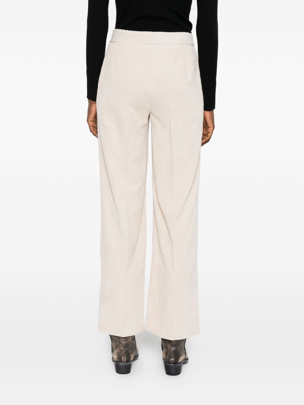 VIA MASINI 80 Velvet Trousers for Women - Ribbed Texture, Concealed Fastening, Side-Pockets