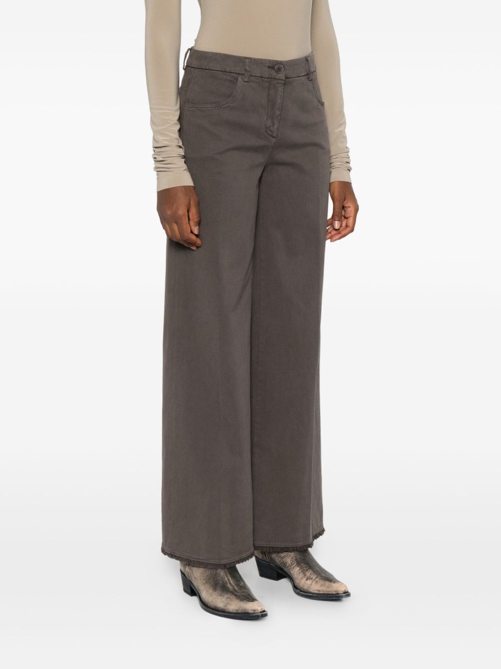 VIA MASINI 80 Wide-Leg Trousers with Frayed Hem for Women