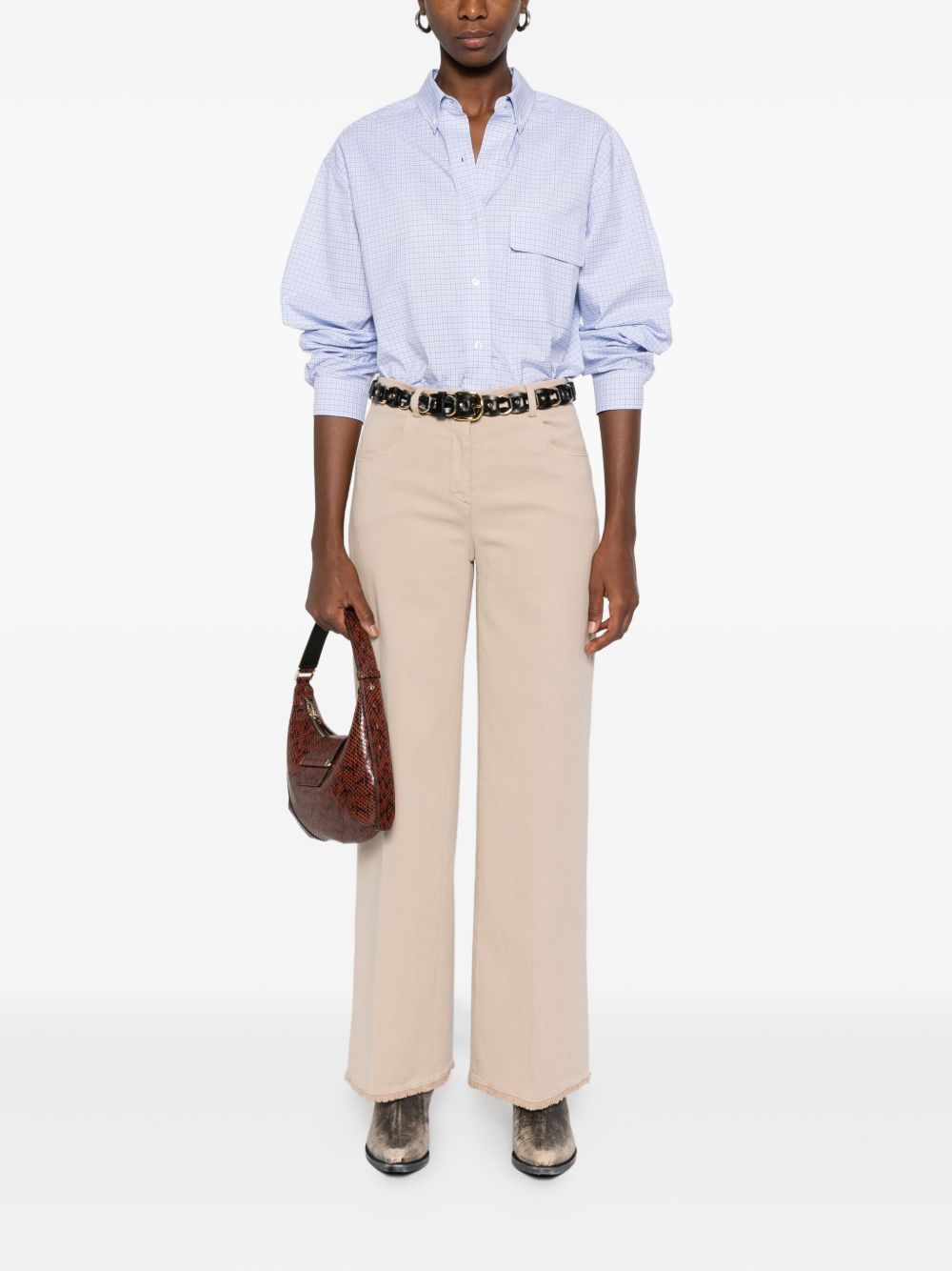 VIA MASINI 80 Wide-Leg Trousers with Frayed Hem for Women