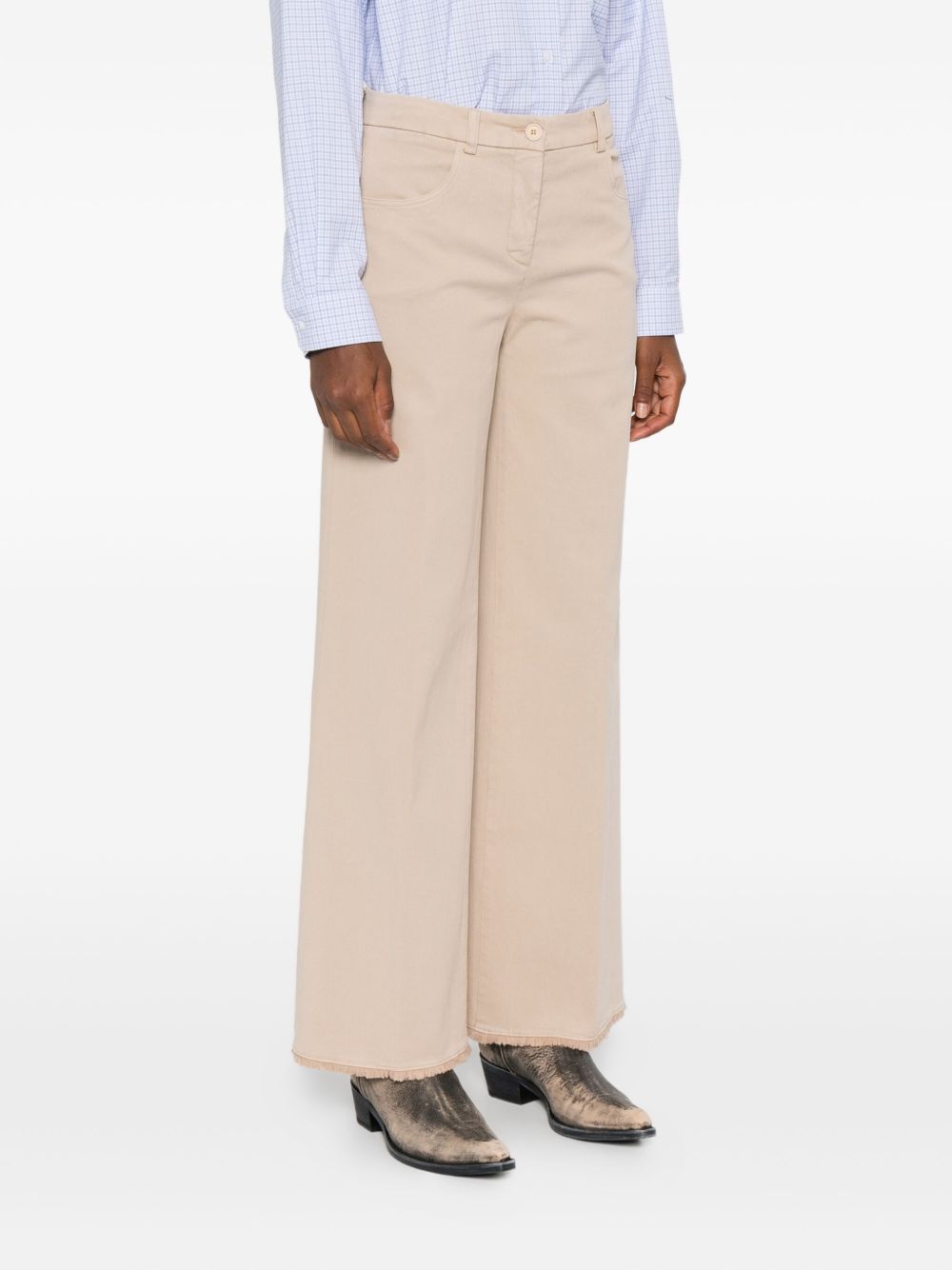 VIA MASINI 80 Wide-Leg Trousers with Frayed Hem for Women