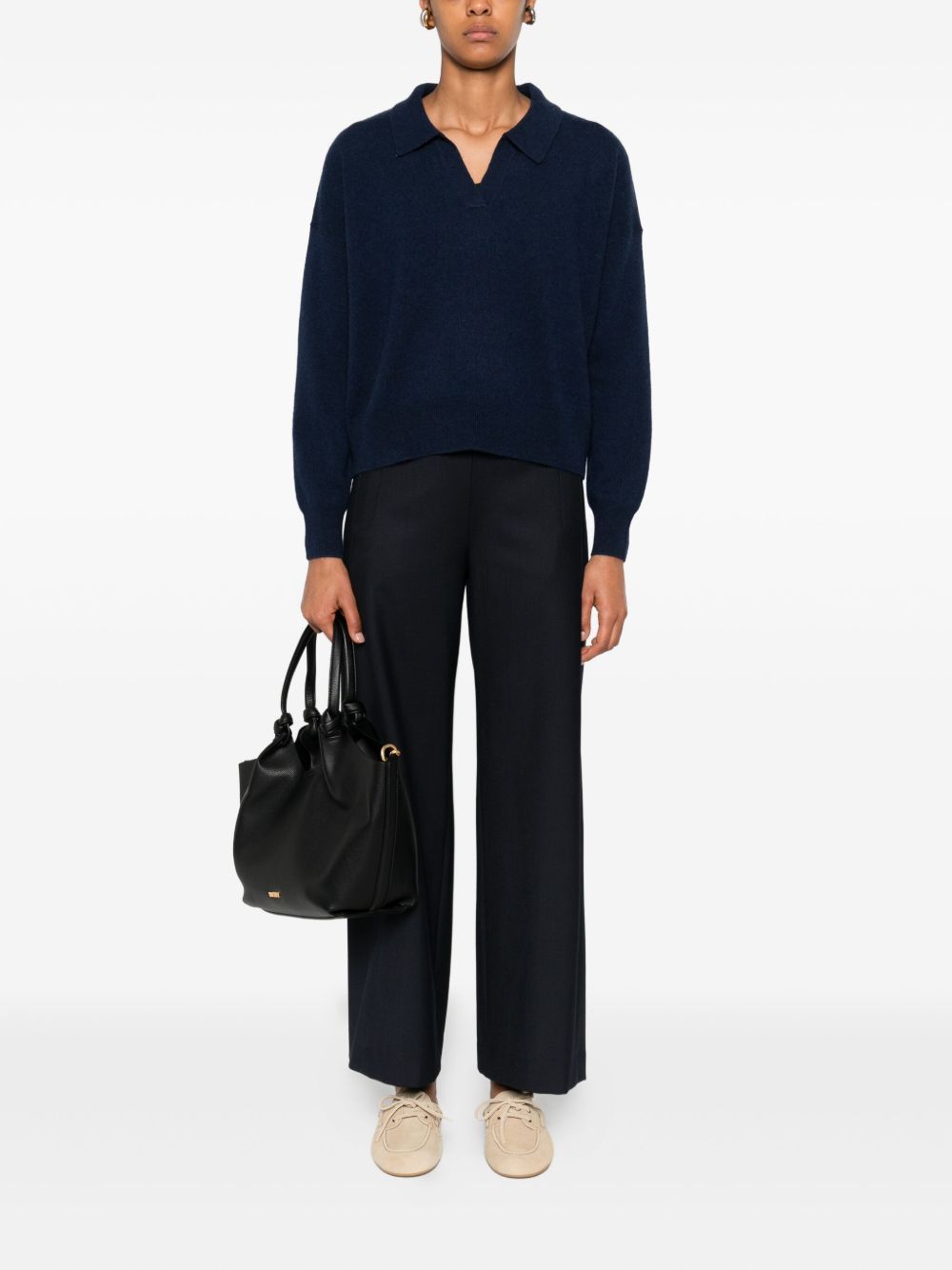 VIA MASINI 80 Wide Leg Wool Blend Trousers for Women