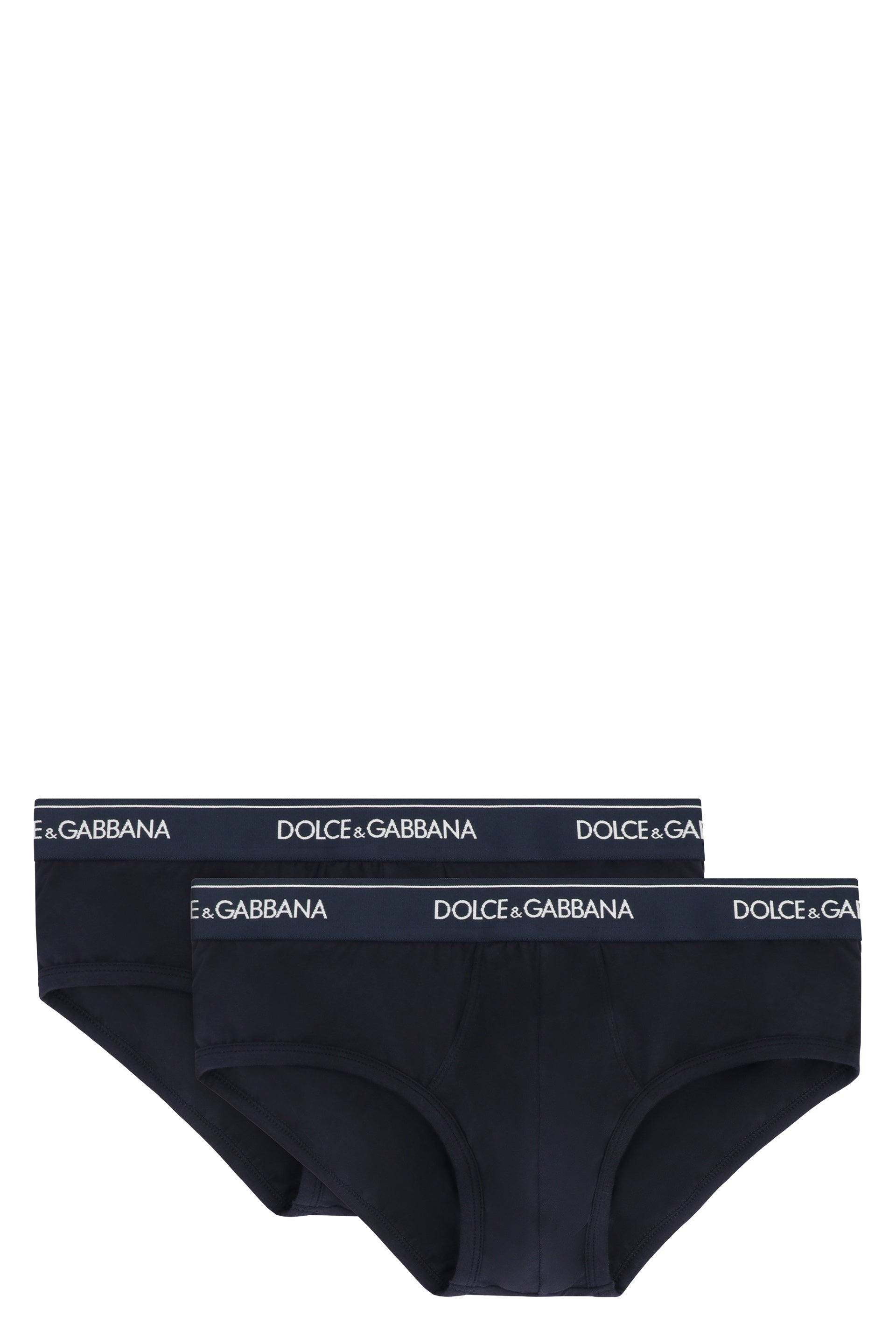 DOLCE & GABBANA Set of Two Cotton Briefs with Logoed Elastic Band