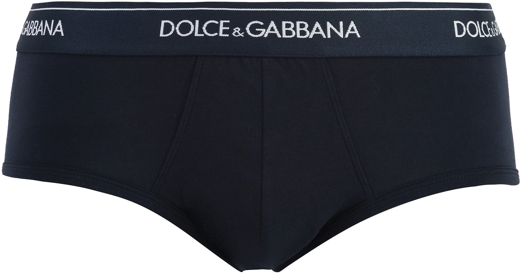 DOLCE & GABBANA Set of Two Cotton Briefs with Logoed Elastic Band