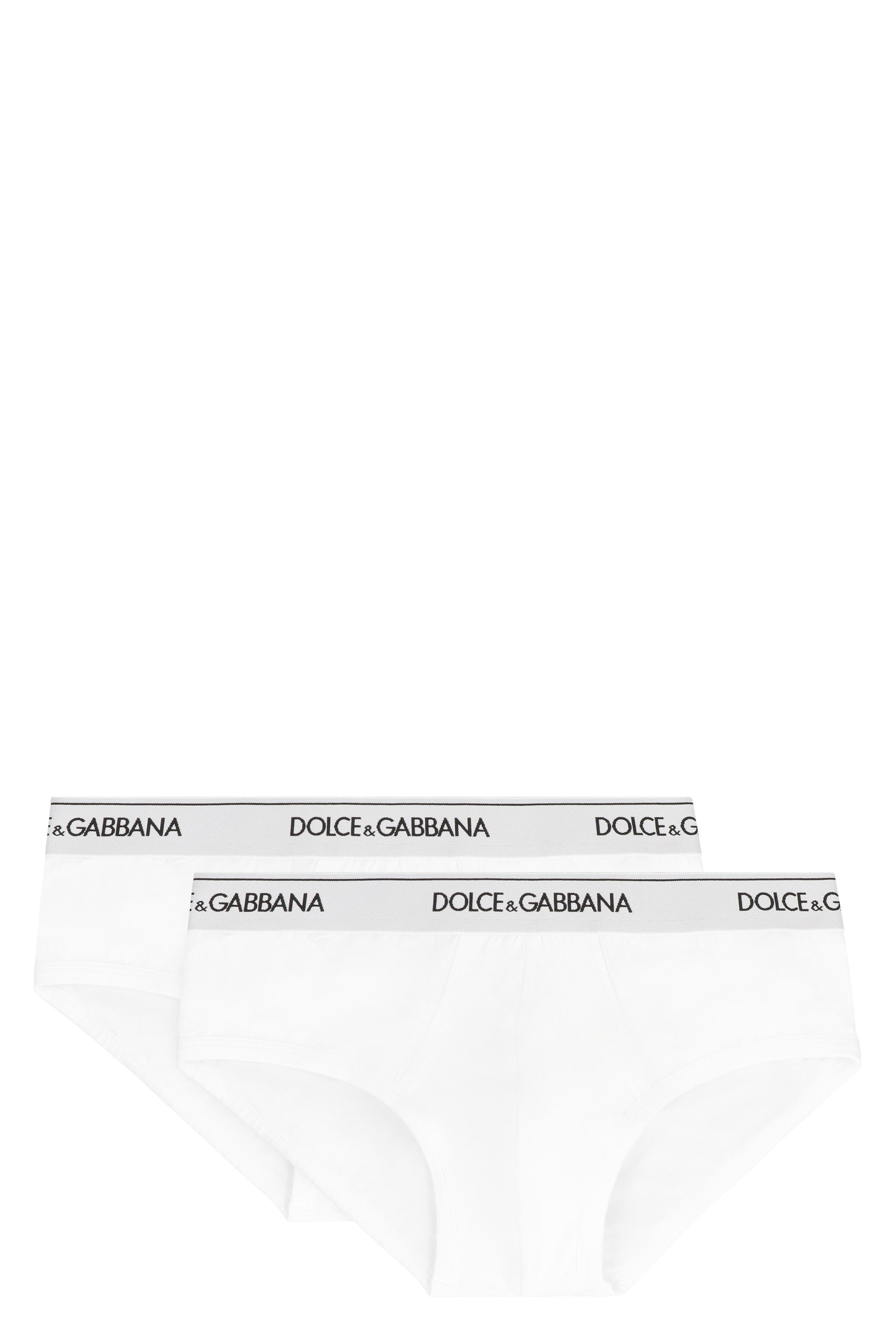 DOLCE & GABBANA Set of Two Cotton Briefs with Logoed Elastic Band