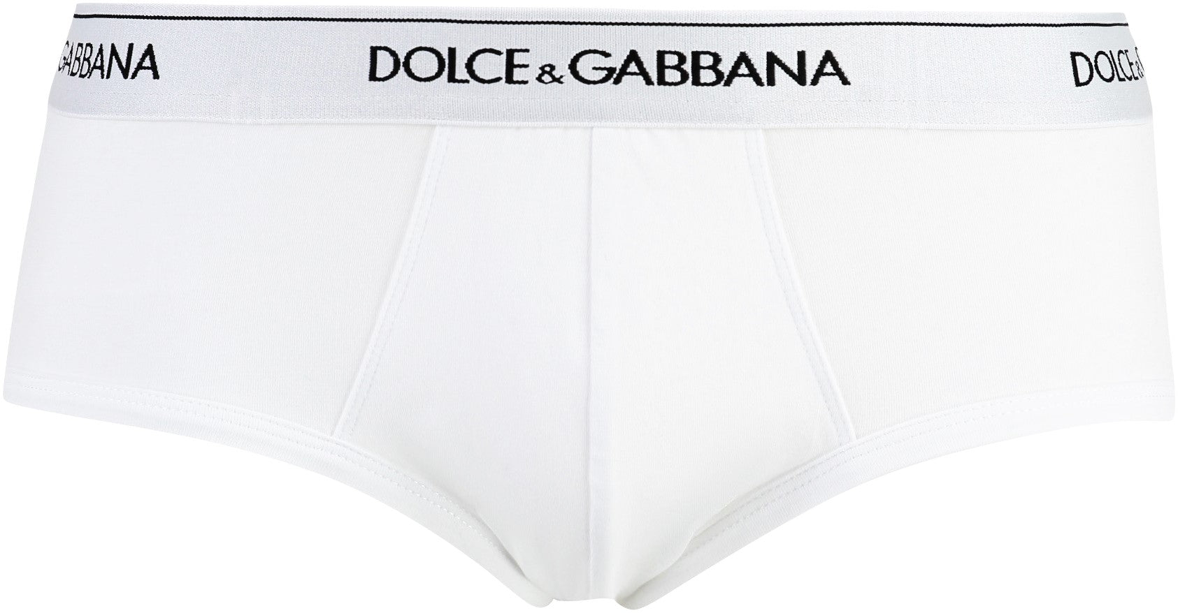 DOLCE & GABBANA Set of Two Cotton Briefs with Logoed Elastic Band