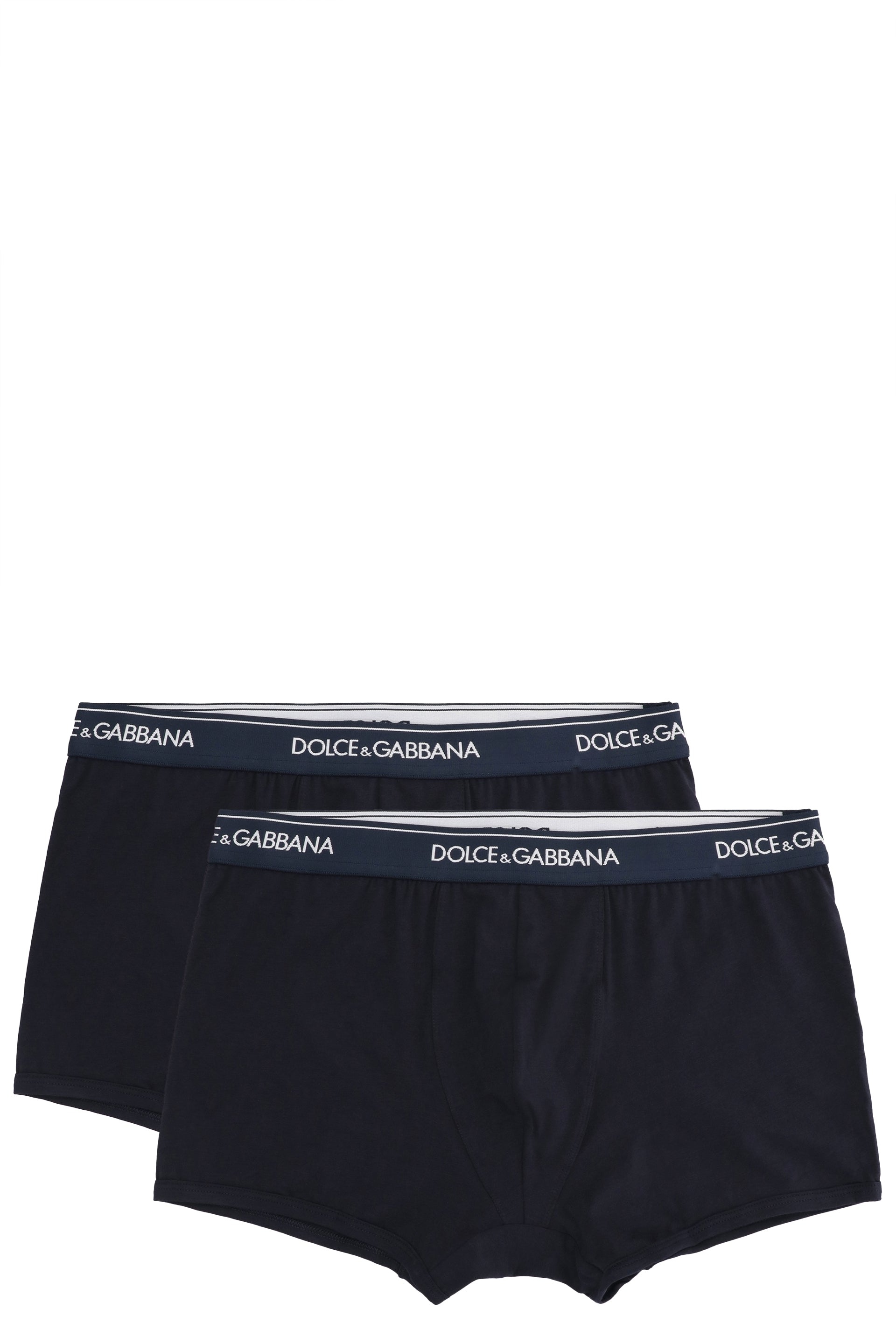 DOLCE & GABBANA Set of Two Cotton Boxers with Logoed Elastic Band