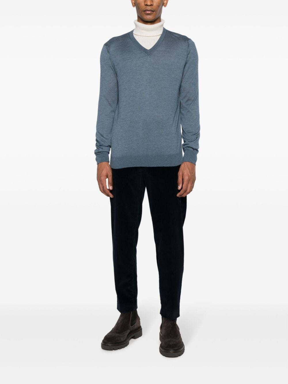 COLOMBO Men's V Neck Cashmere Blend Sweater