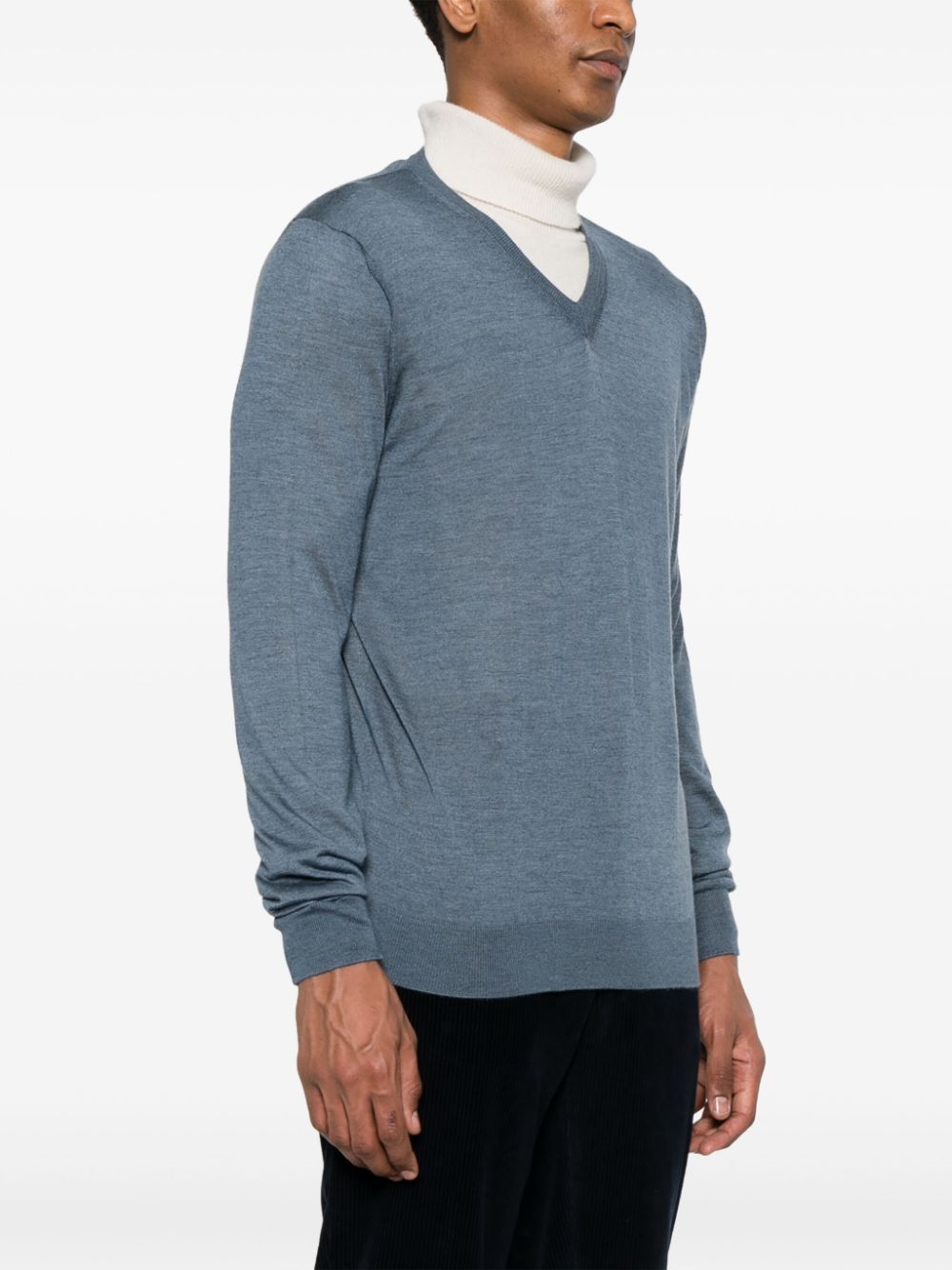 COLOMBO Men's V Neck Cashmere Blend Sweater
