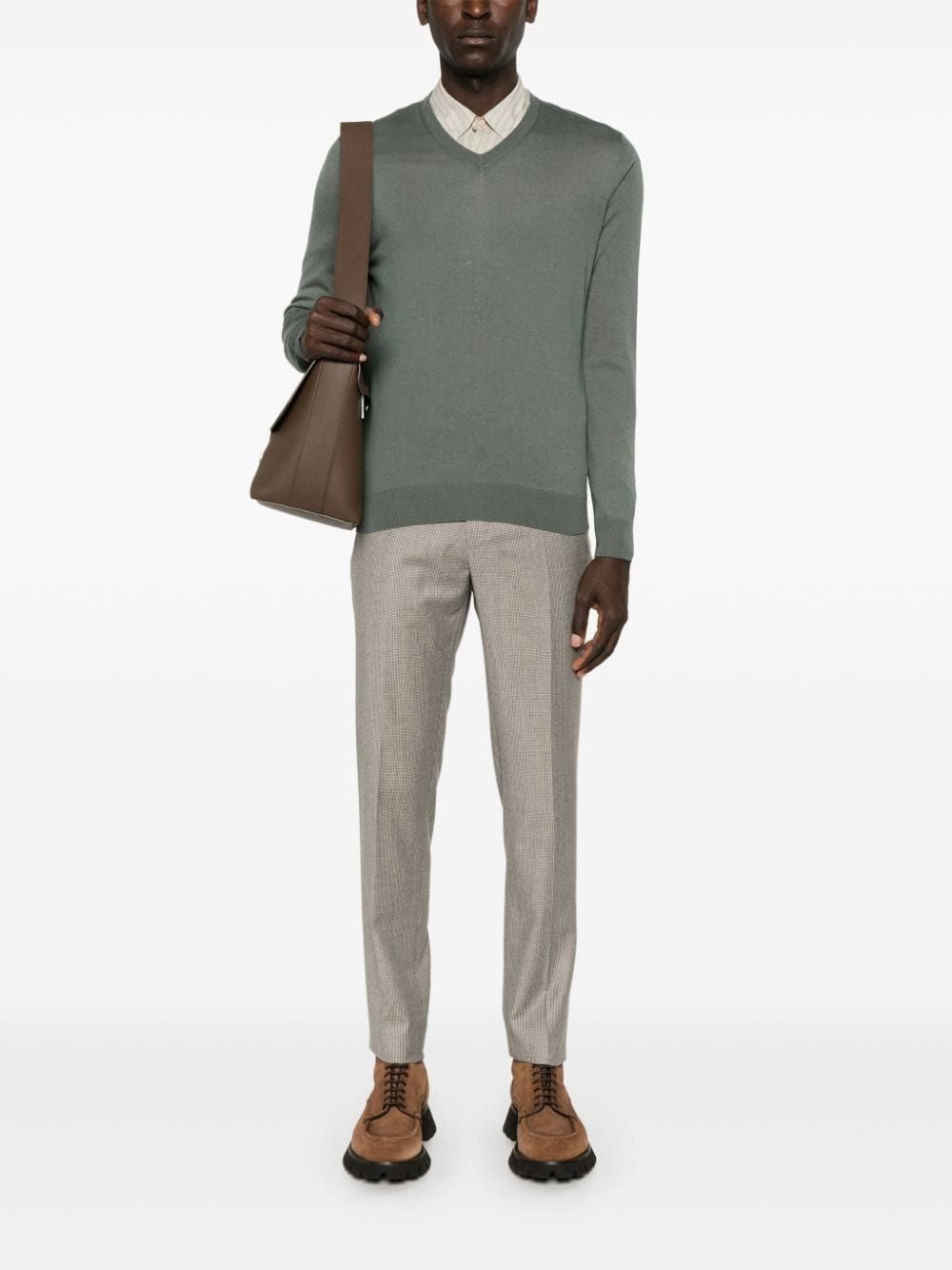 COLOMBO V Neck Sweater for Men - Cashmere & Silk Blend