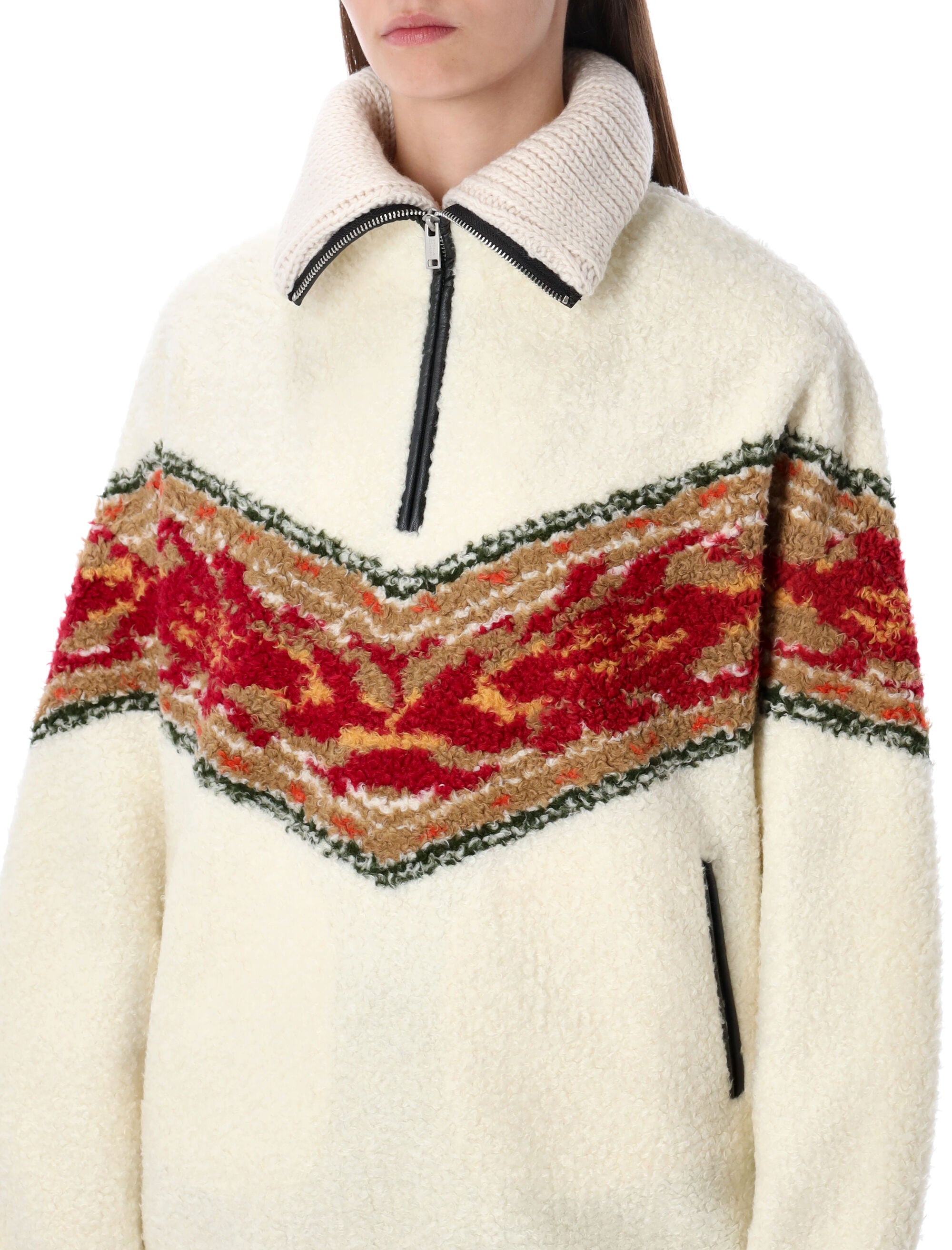 ISABEL MARANT ETOILE High Collar Jacquard Fleece for Women - Size 36