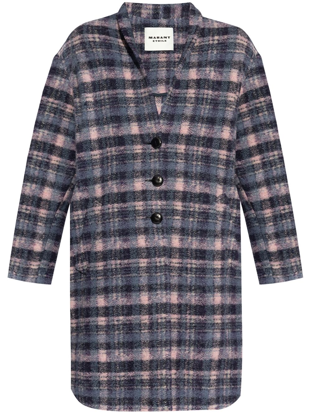 ISABEL MARANT ETOILE Wool Blend Jacket with Check Pattern and Slits