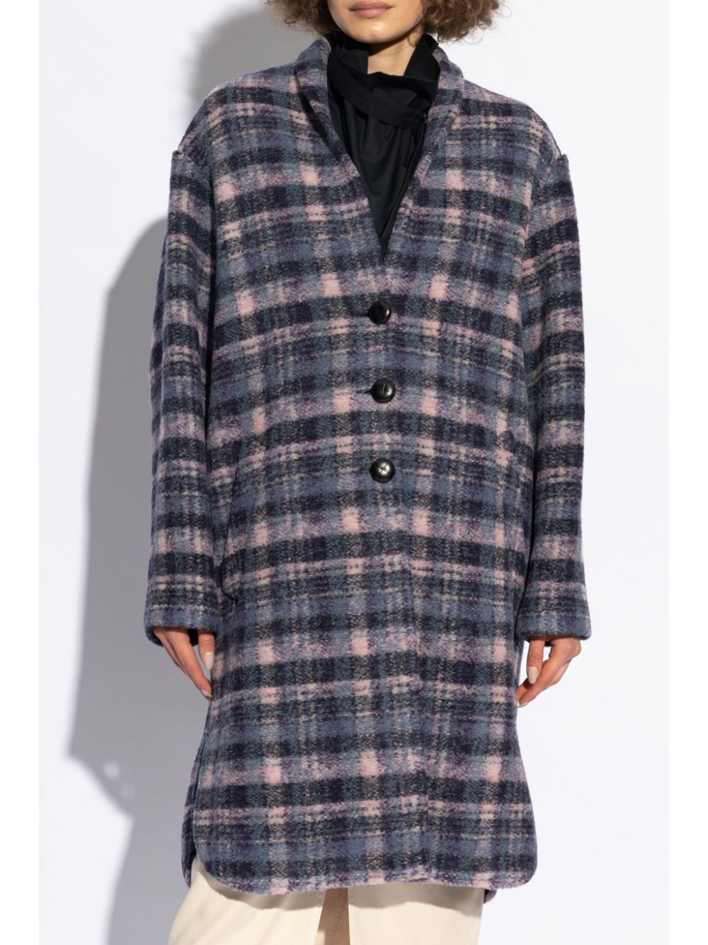 ISABEL MARANT ETOILE Wool Blend Jacket with Check Pattern and Slits