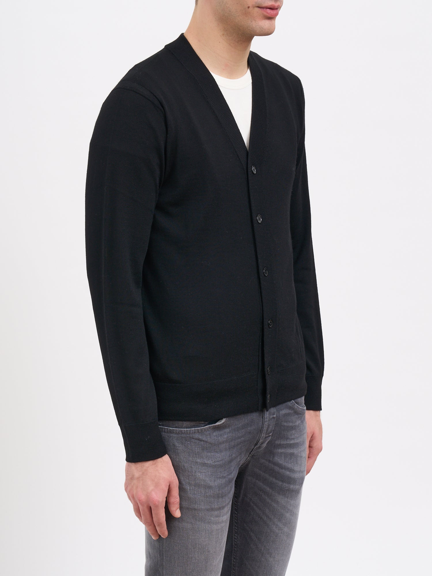 PAOLO PECORA Classic V-Neck Virgin Wool Cardigan - Size Available