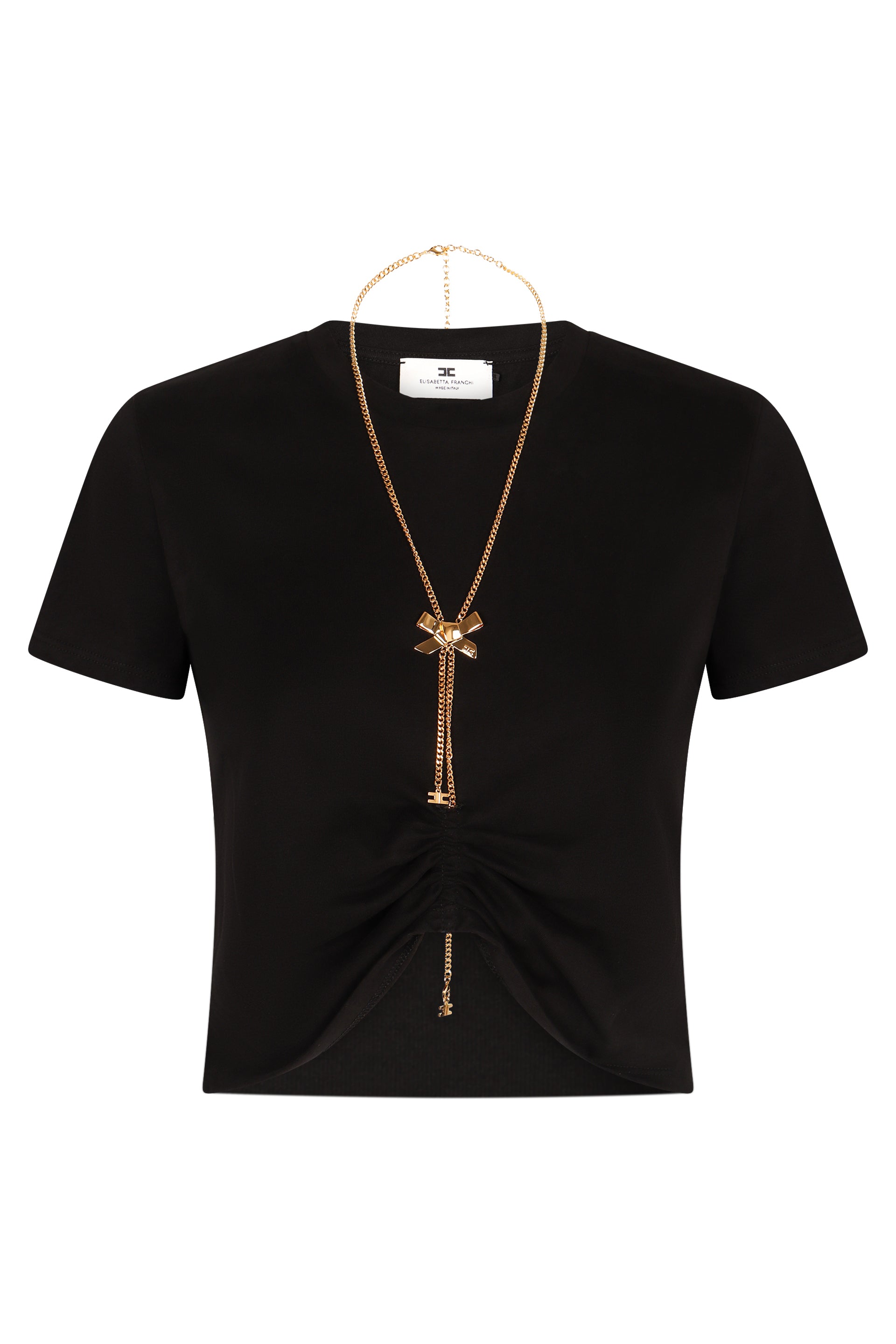 ELISABETTA FRANCHI Logo Detail Cropped T-Shirt